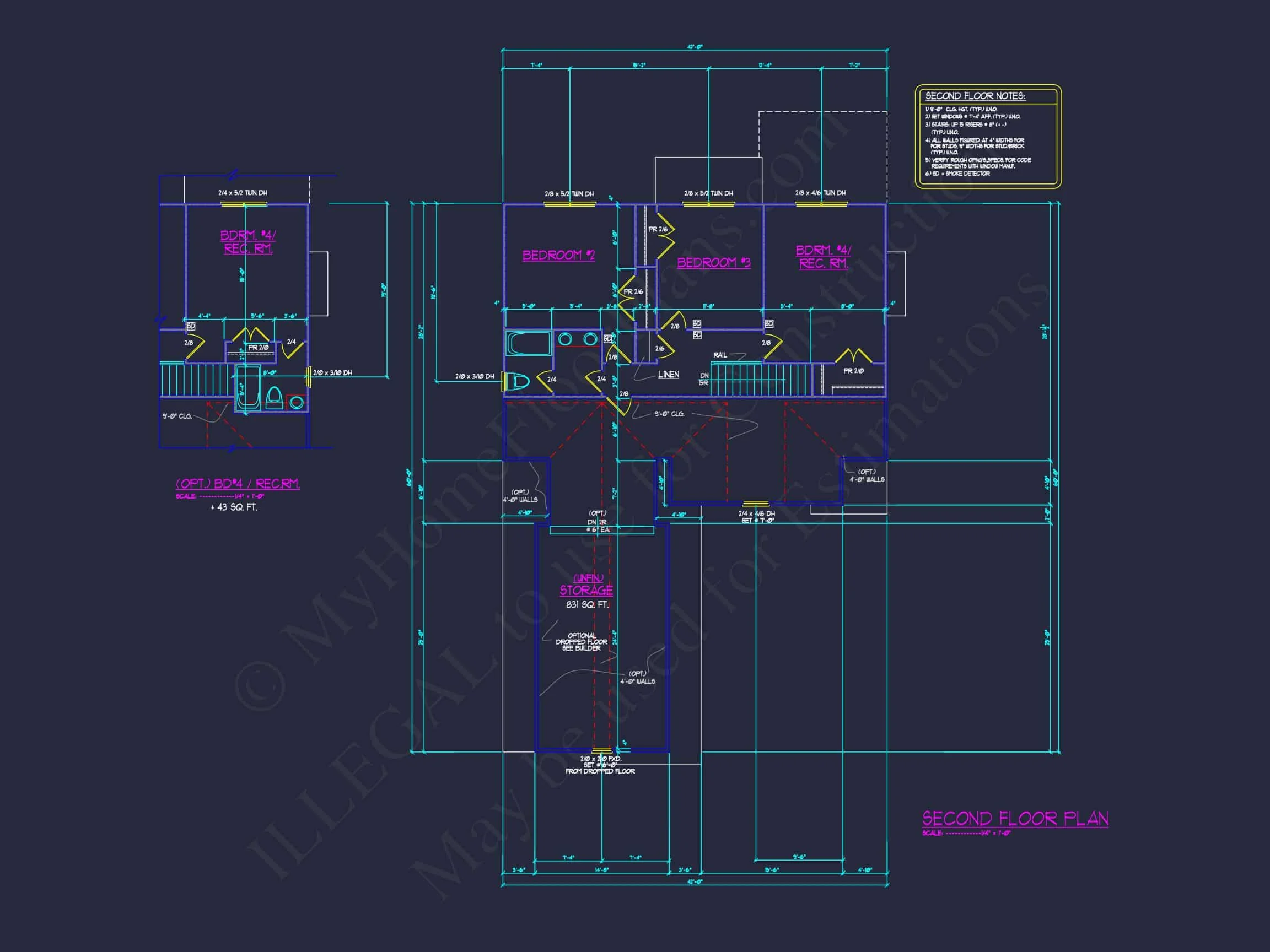 12-2295 HOUSE PLAN - House Floor Plan Blueprint with CAD Designs for 4-Bedroom Build 9 house Floor Plan Blueprint with CAD Designs for 4-Bedroom Build
