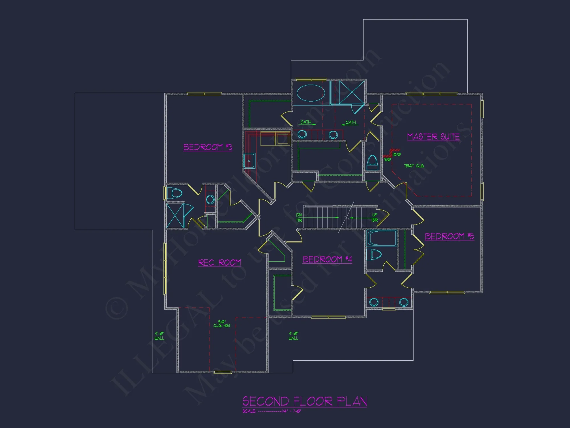 Traditional house Floor Plan with 4 Beds, Blueprint & Designs