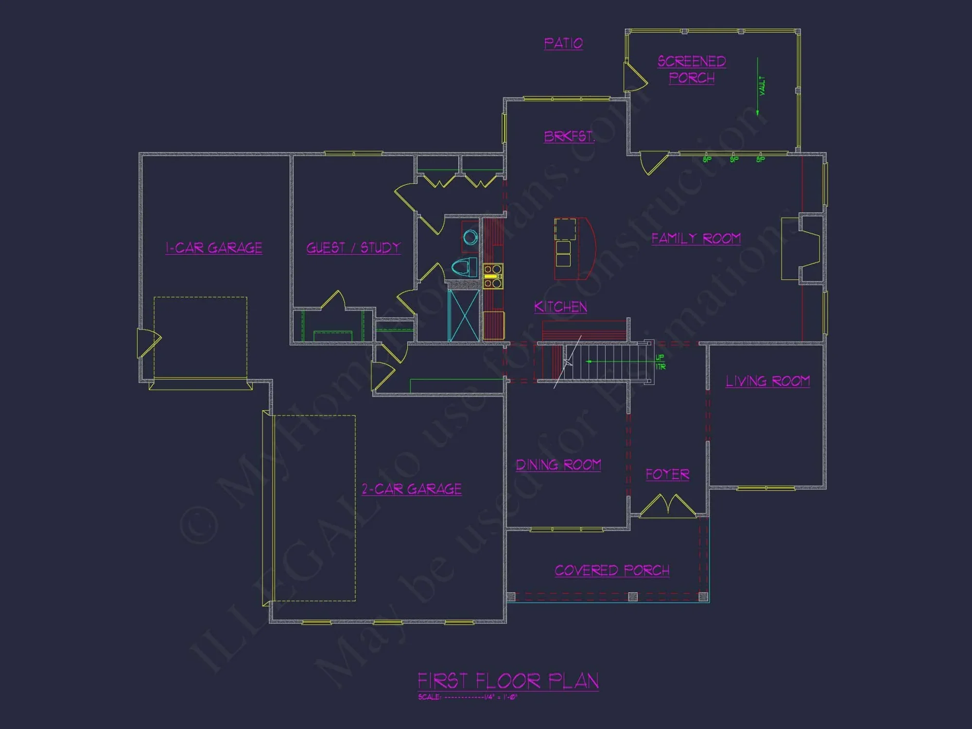 Traditional house Floor Plan with 4 Beds, Blueprint & Designs