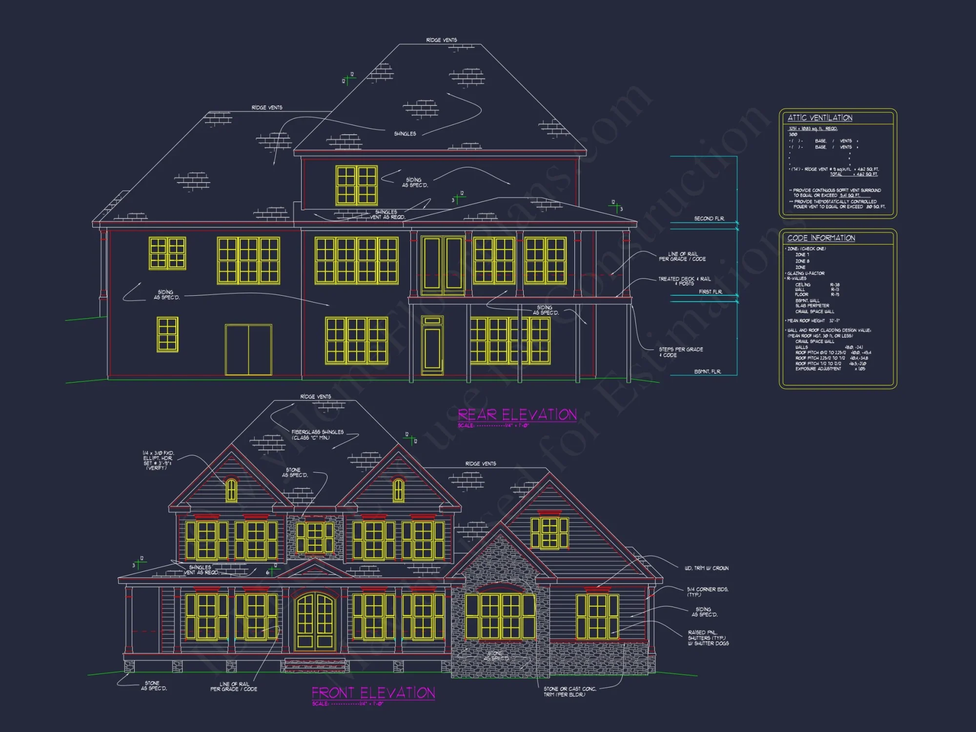 Colonial 2.5-Story house Plan: 4 Bed, 3 Bath, 2-Car Garage