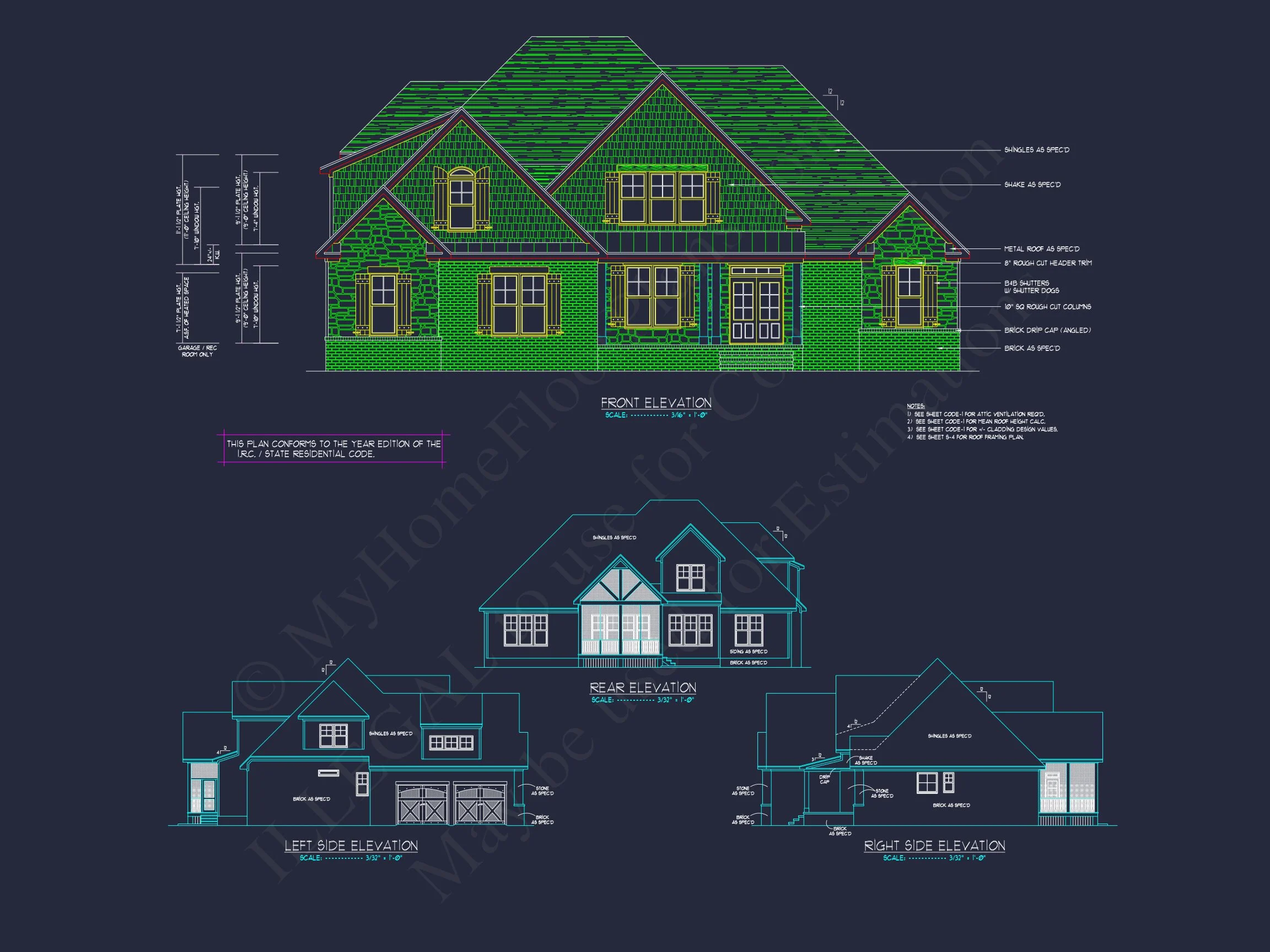 Craftsman house Plan with Detailed Architectural Designs