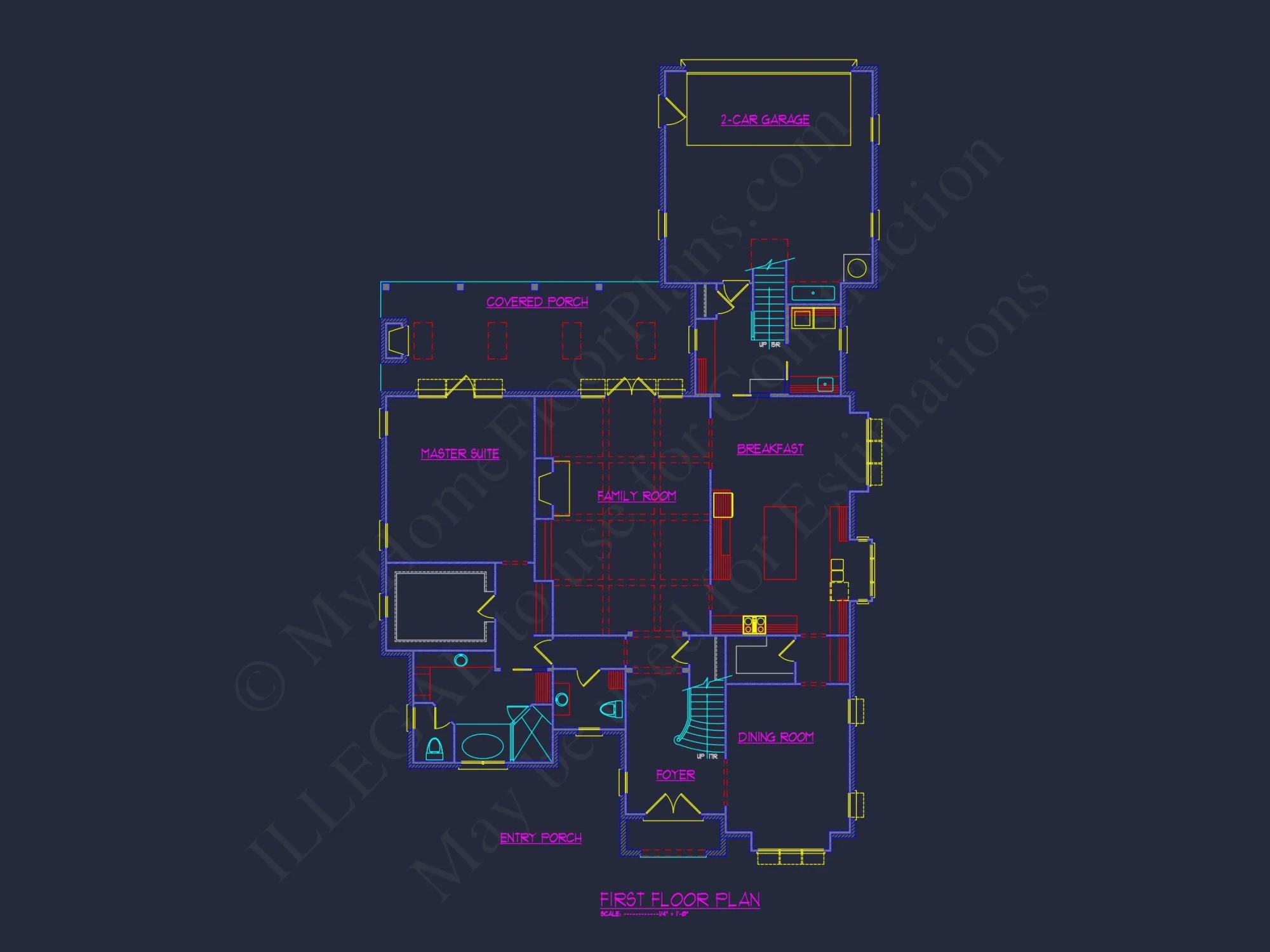 Elegant house Floor Plan with Blueprint Designs in CAD