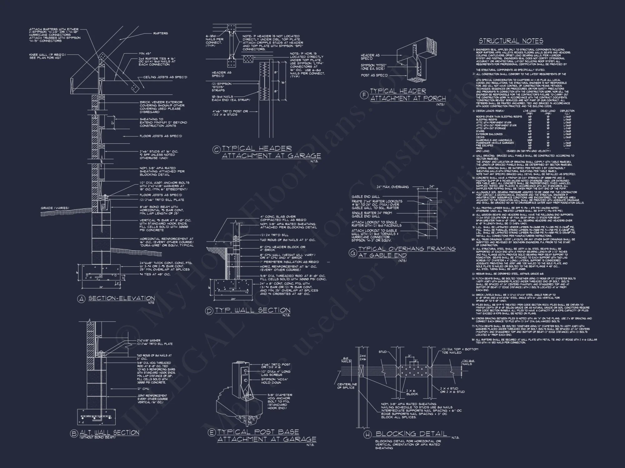 Coastal Cottage house Floor Plan: 3-Bed, 3-Bath, CAD