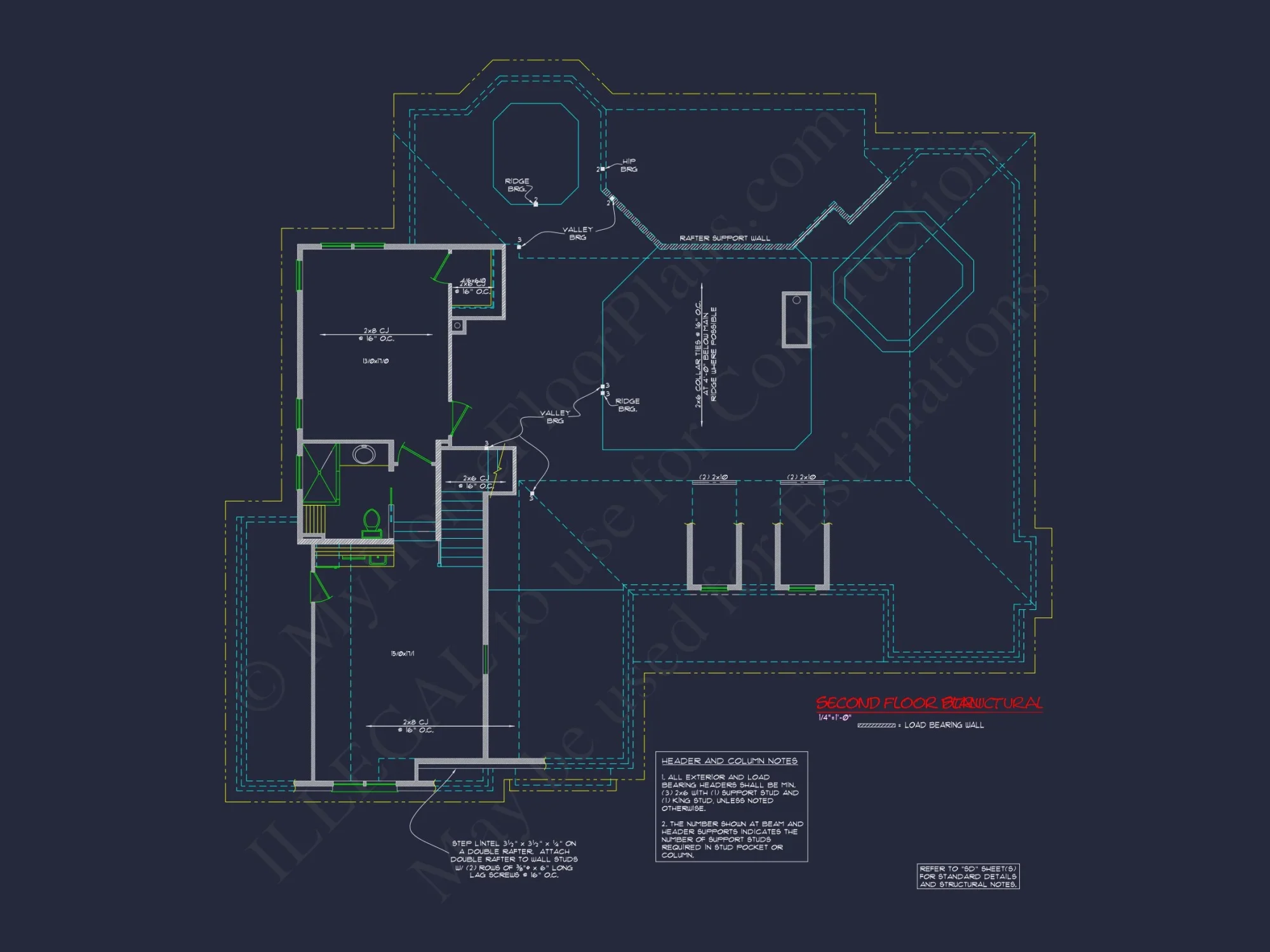 Coastal Cottage house Floor Plan: 3-Bed, 3-Bath, CAD