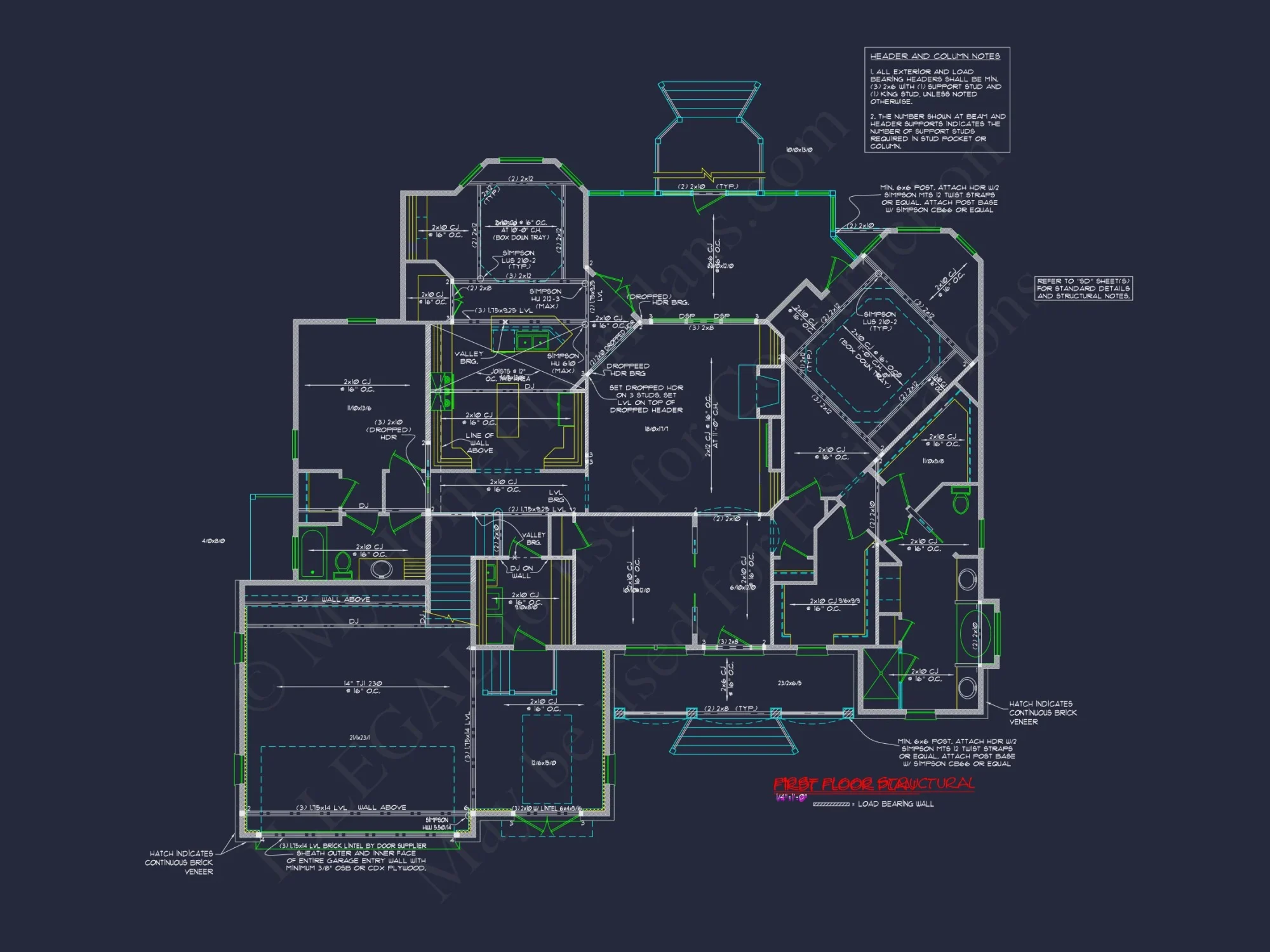 Coastal Cottage house Floor Plan: 3-Bed, 3-Bath, CAD