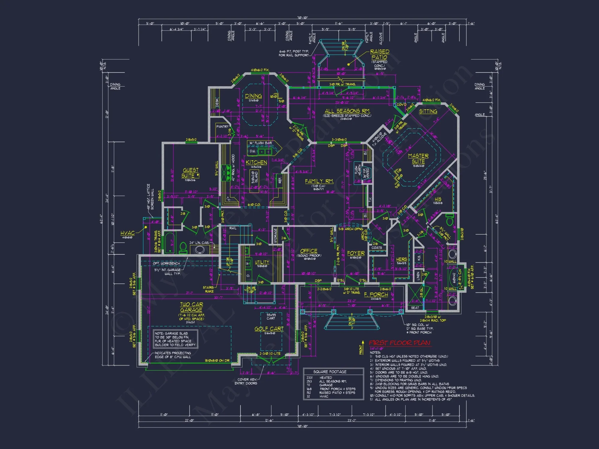 Coastal Cottage house Floor Plan: 3-Bed, 3-Bath, CAD