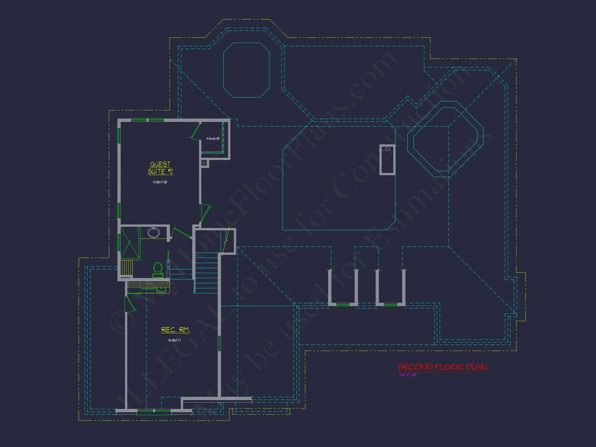 Coastal Cottage house Floor Plan: 3-Bed, 3-Bath, CAD
