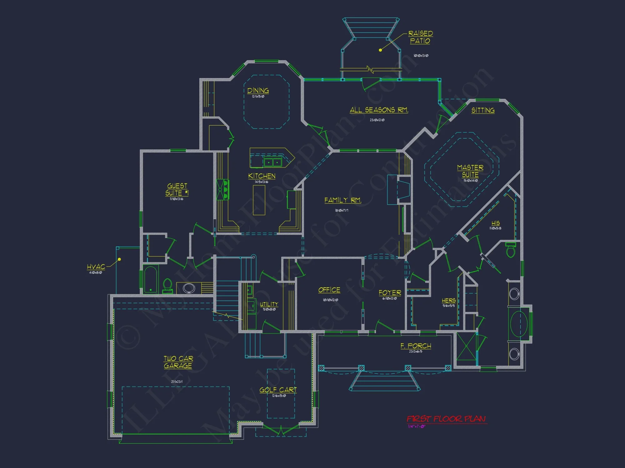 Coastal Cottage house Floor Plan: 3-Bed, 3-Bath, CAD