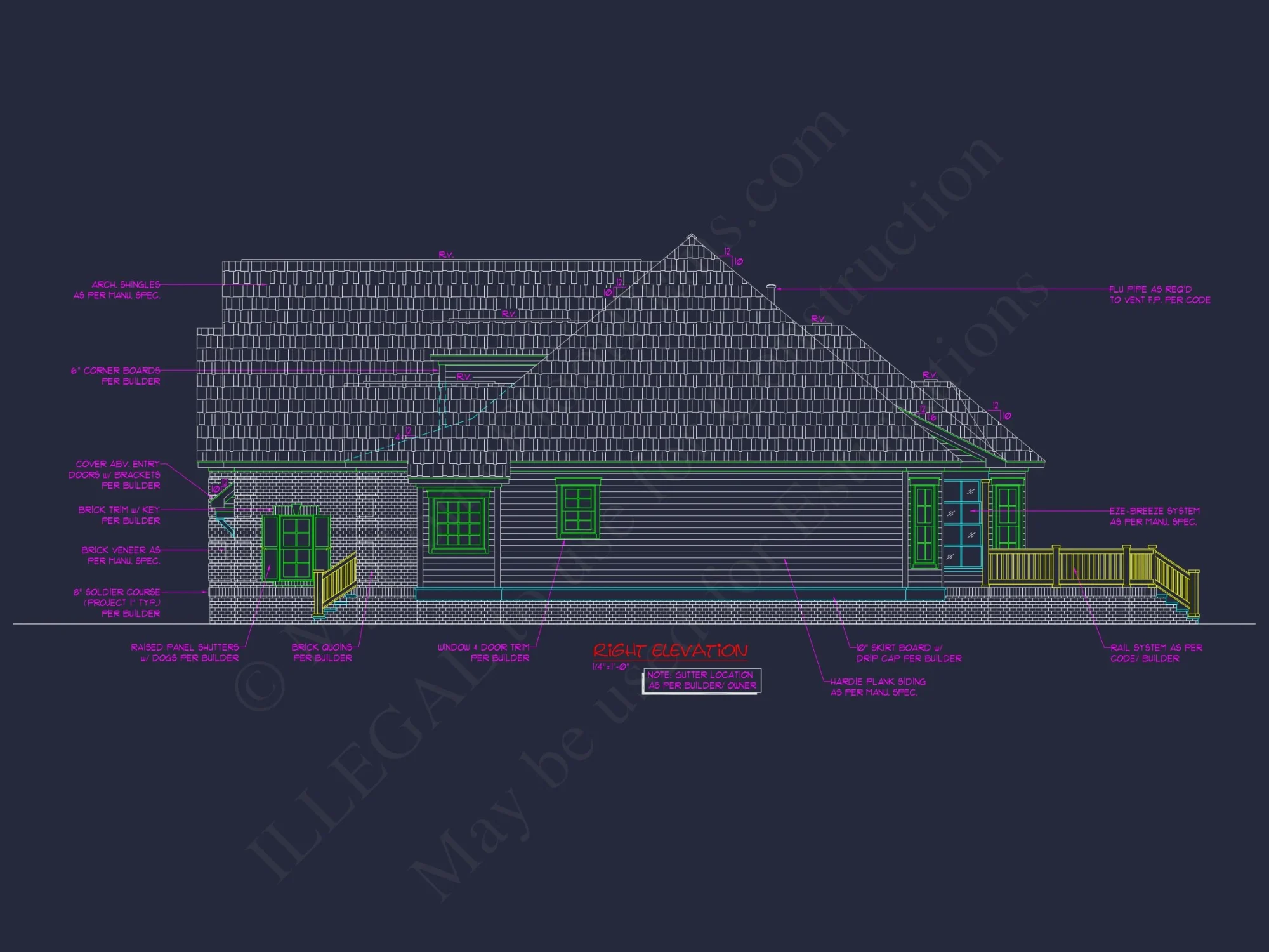Coastal Cottage house Floor Plan: 3-Bed, 3-Bath, CAD