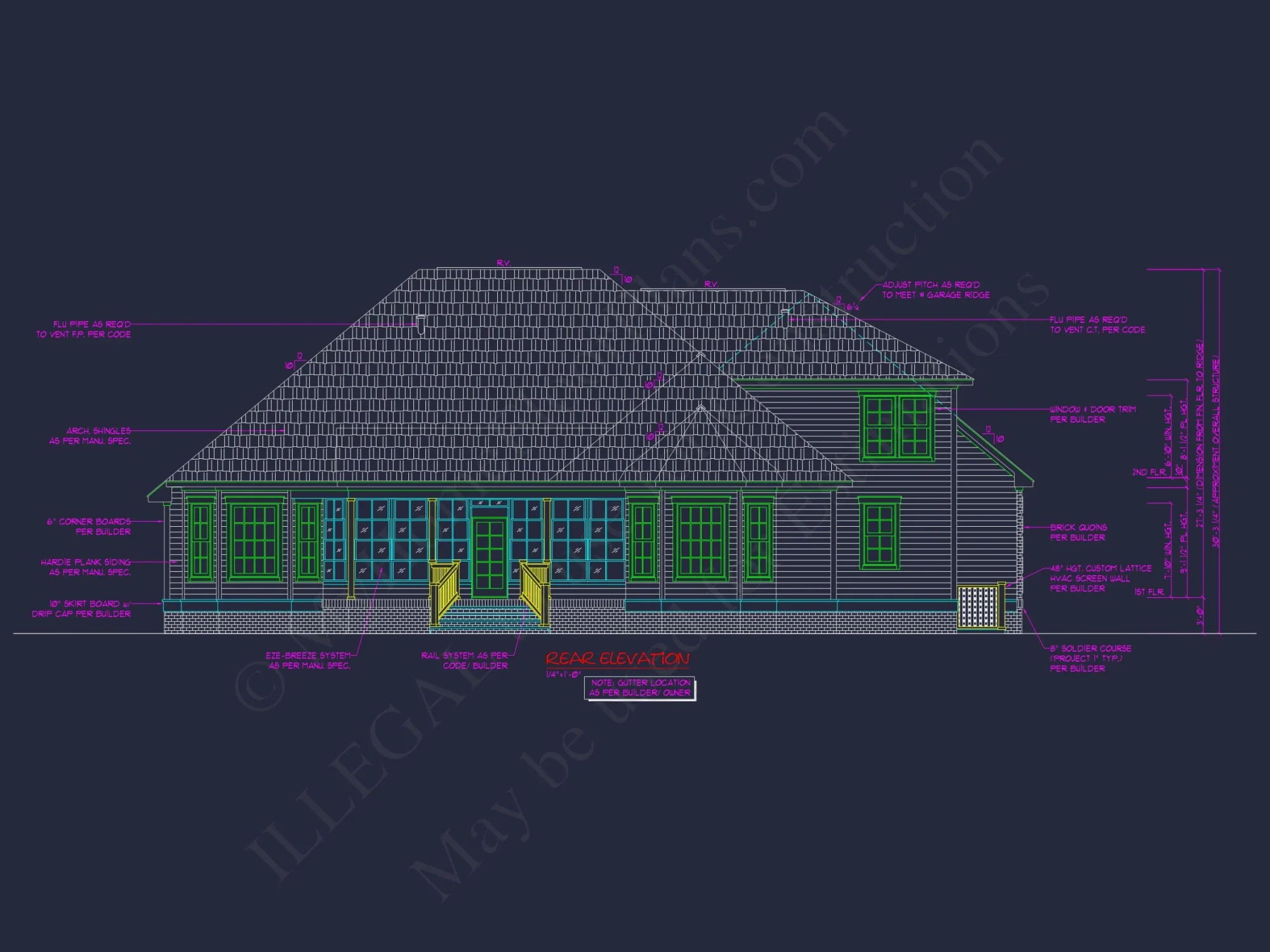 Coastal Cottage house Floor Plan: 3-Bed, 3-Bath, CAD