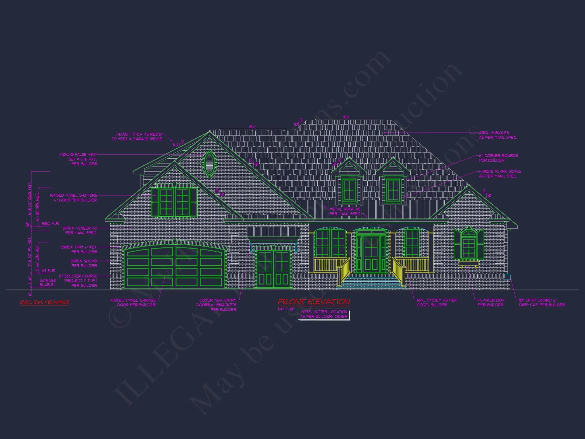 Coastal Cottage house Floor Plan: 3-Bed, 3-Bath, CAD