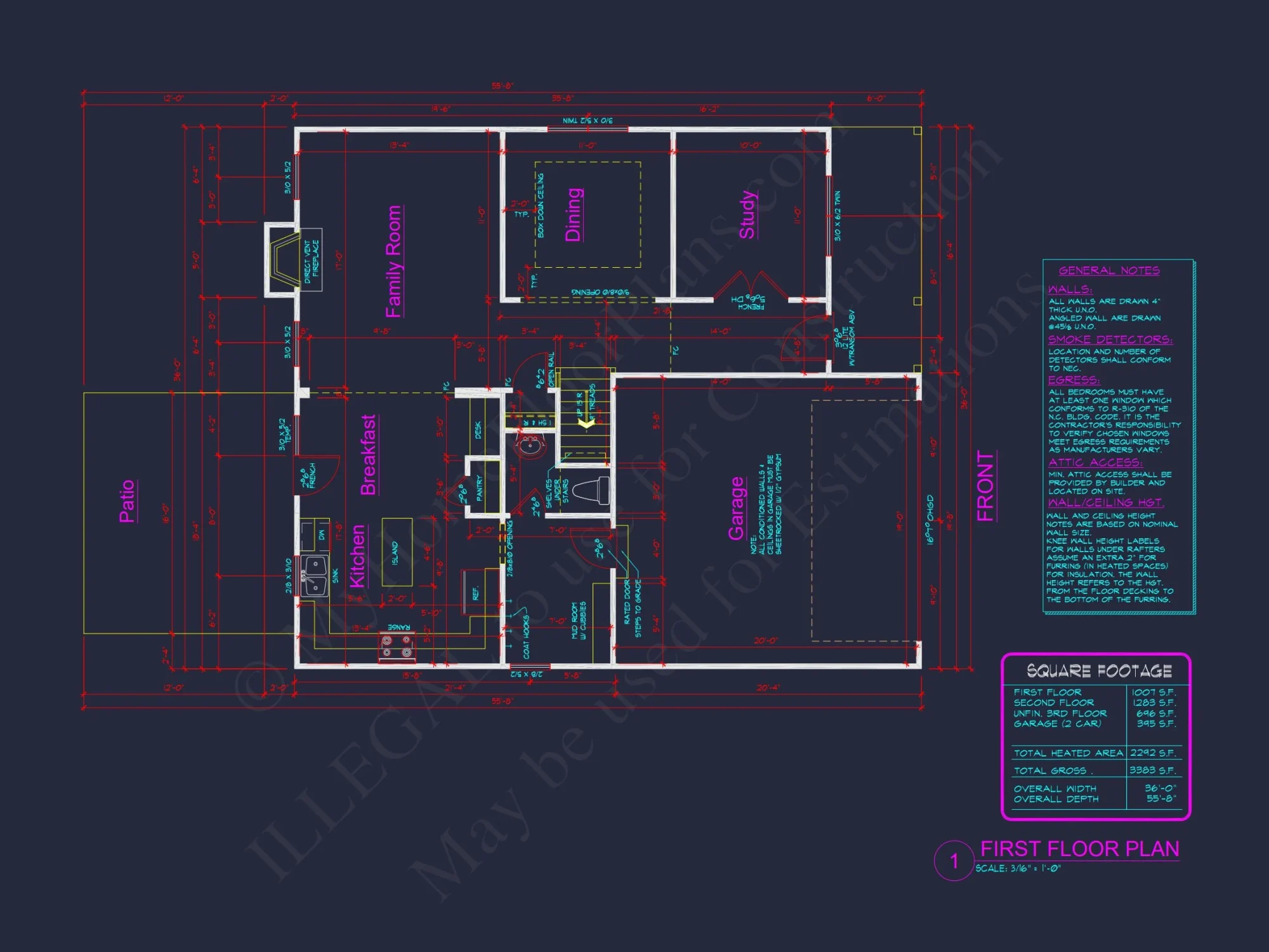 Craftsman house Floor Plan with 2.5 Story Designs & CAD Files