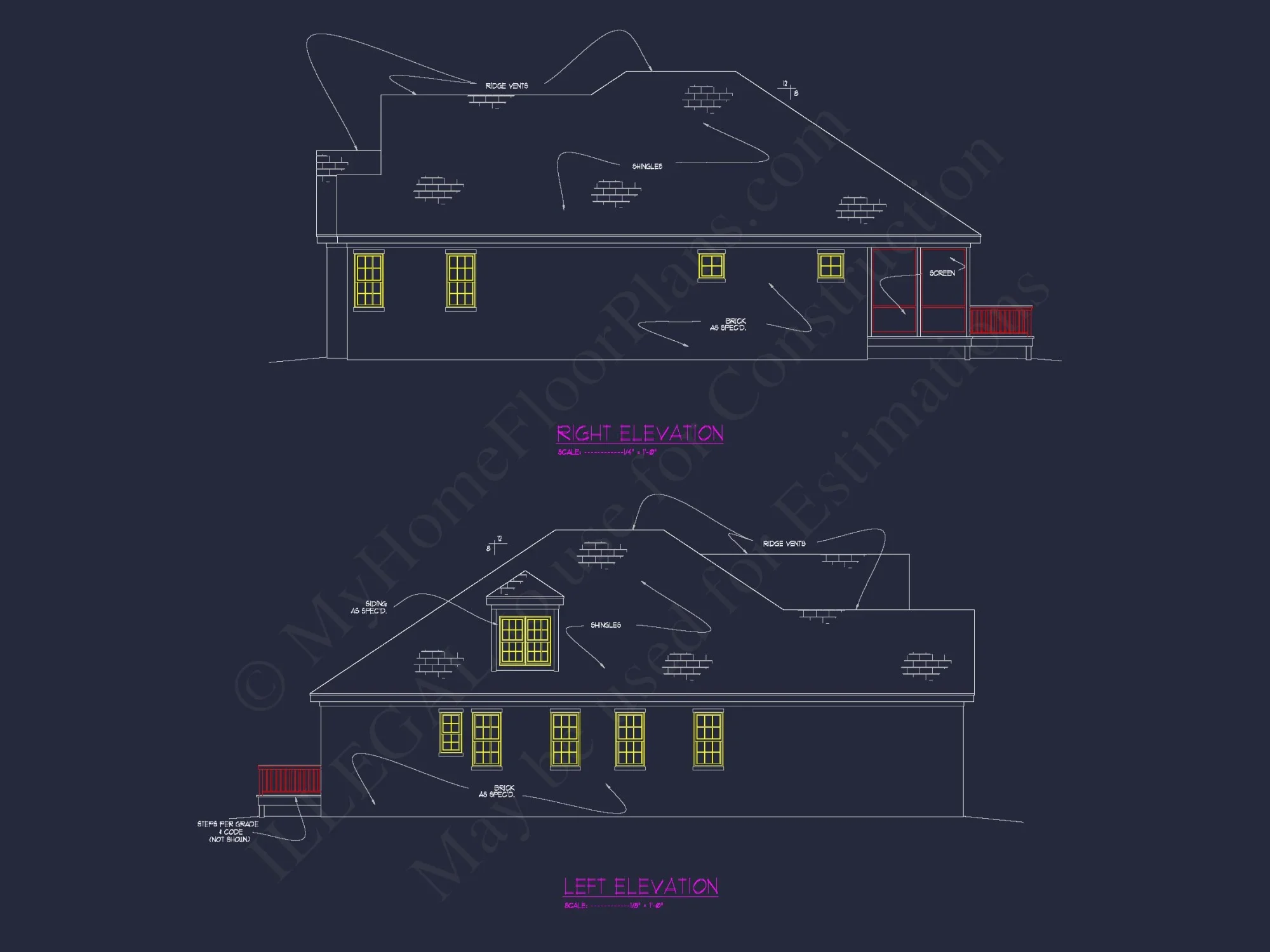 "1.5 Story French Provincial house CAD Blueprint Design"