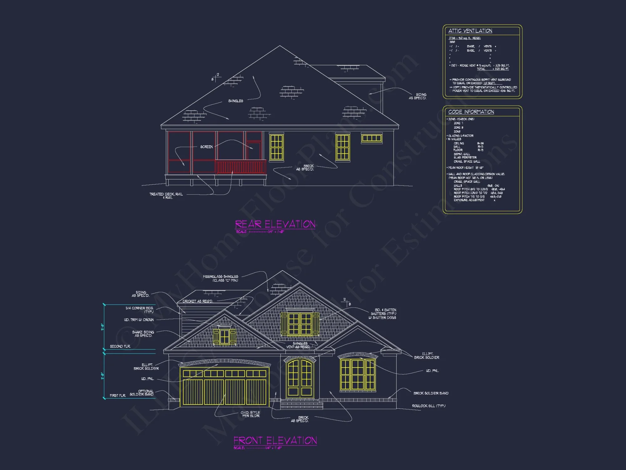 French Provincial house Plan - 1.5 Story CAD Blueprint Designs