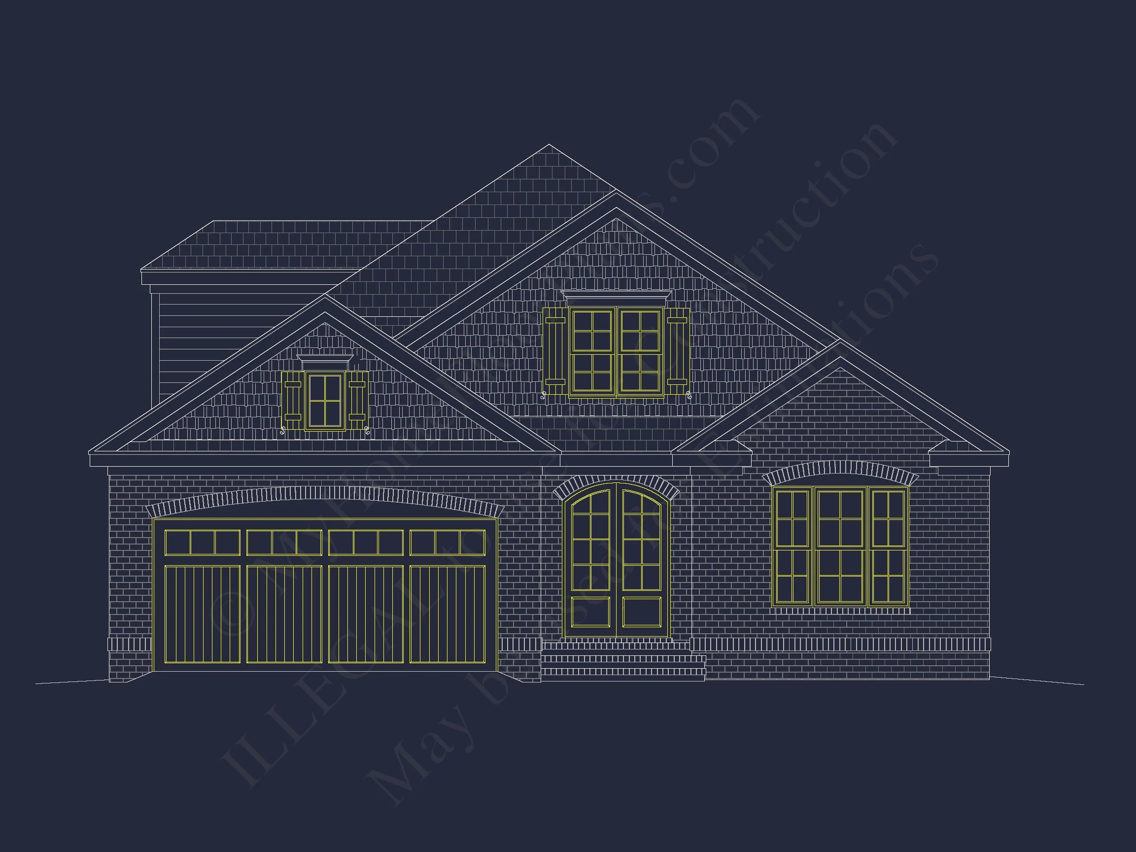 12-1046 HOUSE PLAN - French Provincial House Plan - 1.5 Story CAD Blueprint Designs 52 French Provincial house Plan - 1.5 Story CAD Blueprint Designs
