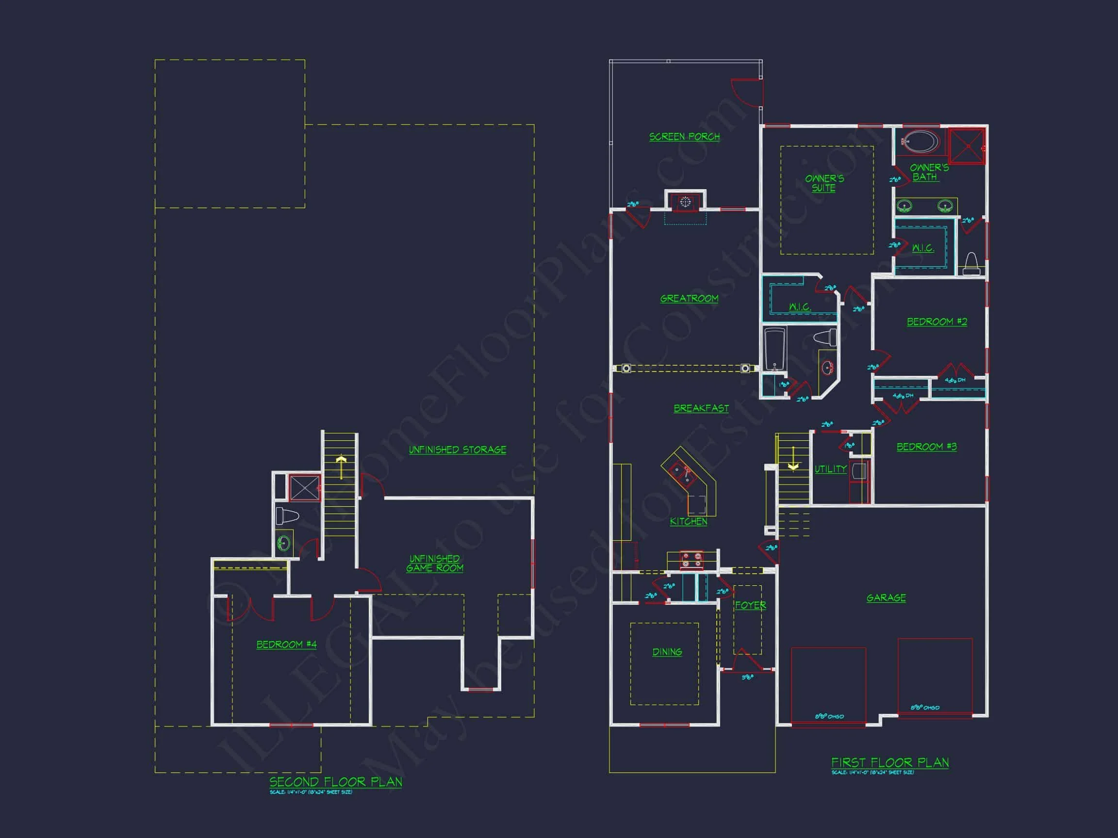Modern house Plan with Floor Plan, CAD Blueprint & Designs