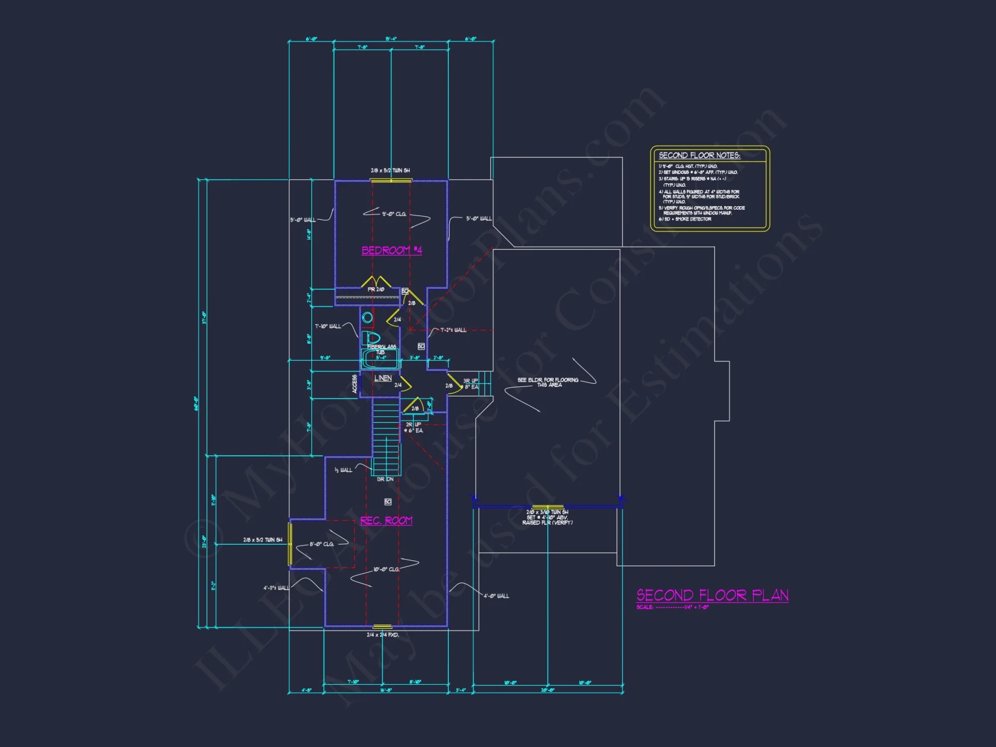 Stunning house Floor Plan: 4-Bedroom CAD Architectural Designs