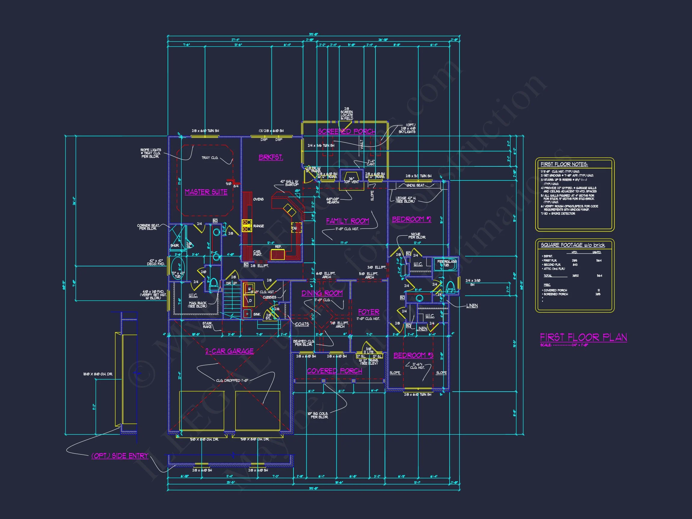 Stunning house Floor Plan: 4-Bedroom CAD Architectural Designs