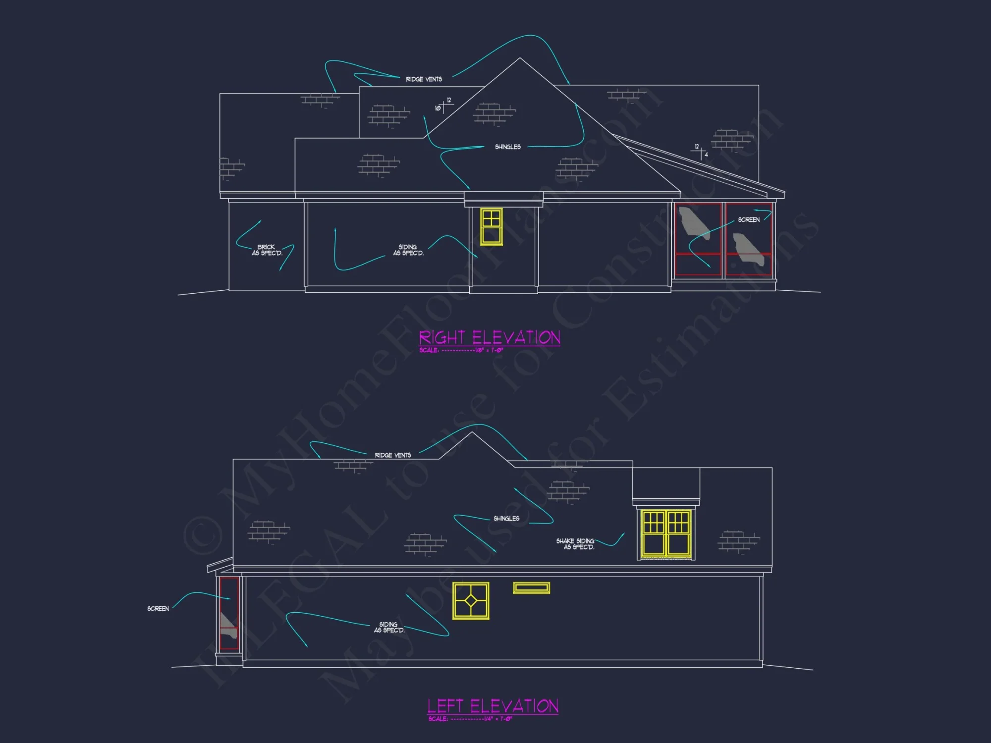 Stunning house Floor Plan: 4-Bedroom CAD Architectural Designs