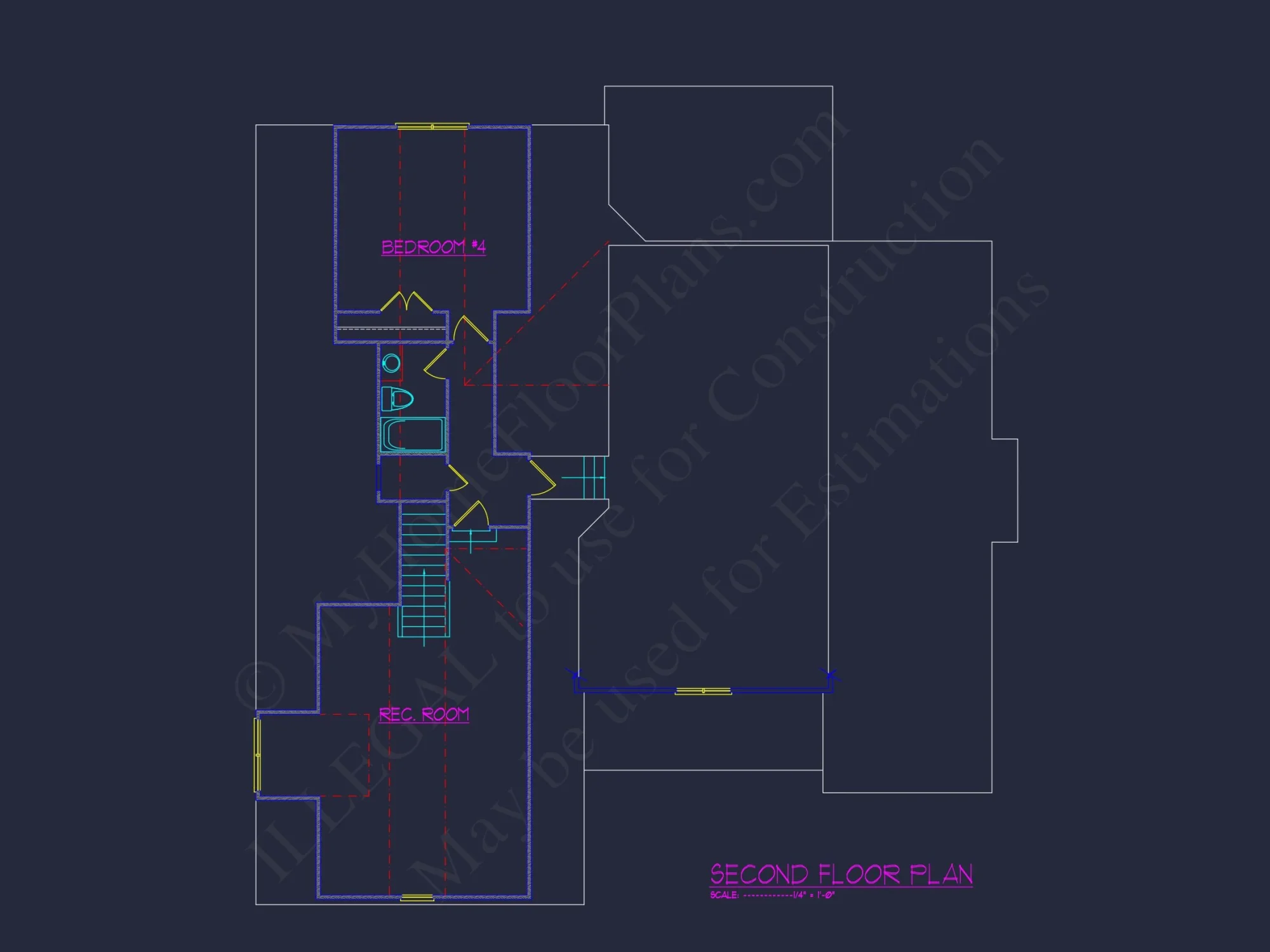 Stunning house Floor Plan: 4-Bedroom CAD Architectural Designs