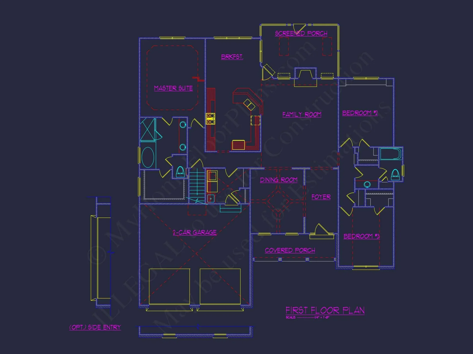 Stunning house Floor Plan: 4-Bedroom CAD Architectural Designs