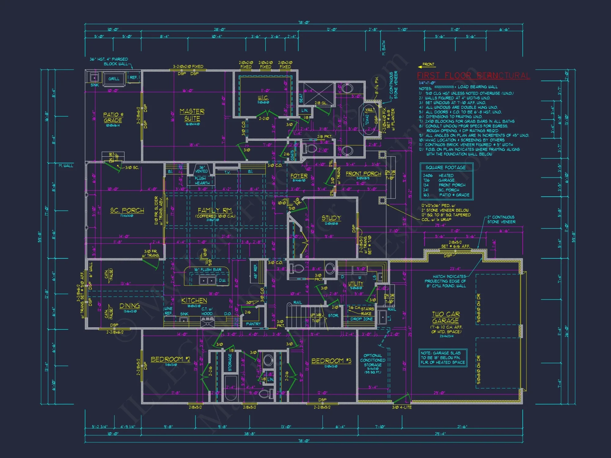 Classic Craftsman house Design with Blueprint CAD Floor Plans