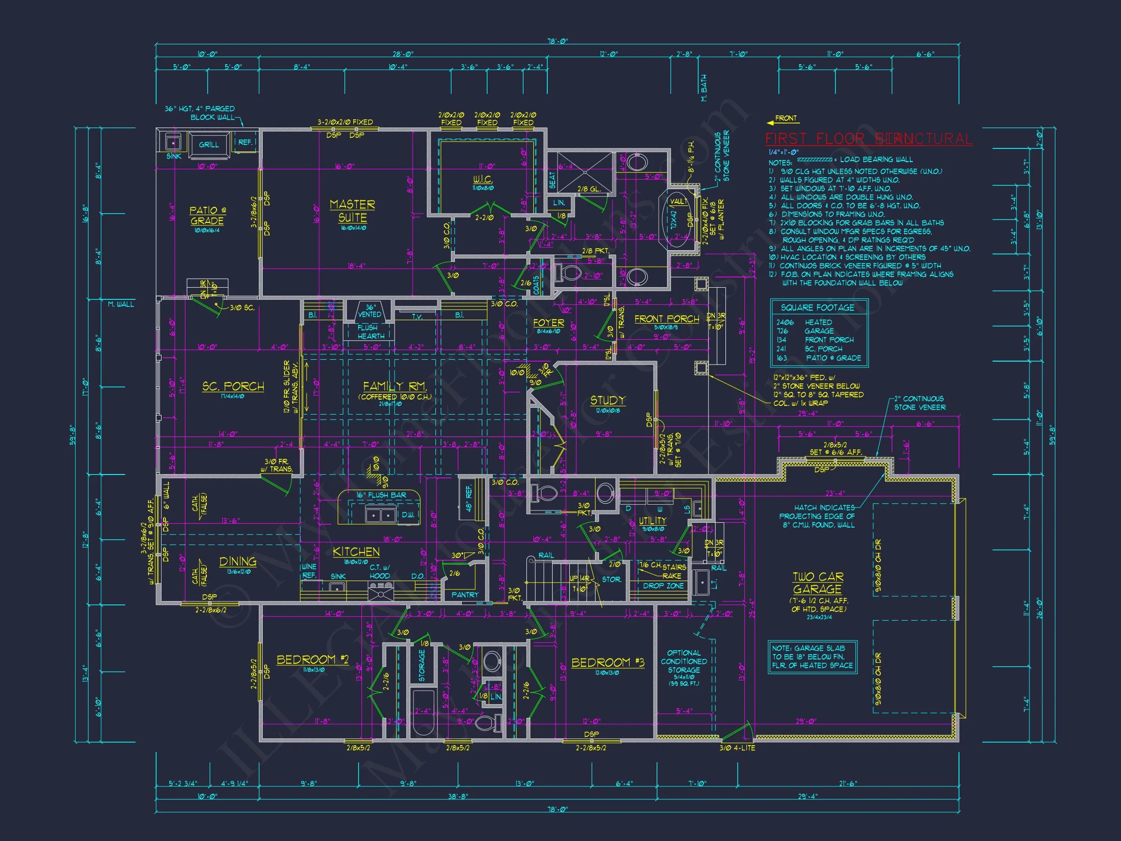 Classic Craftsman house Design with Blueprint CAD Floor Plans