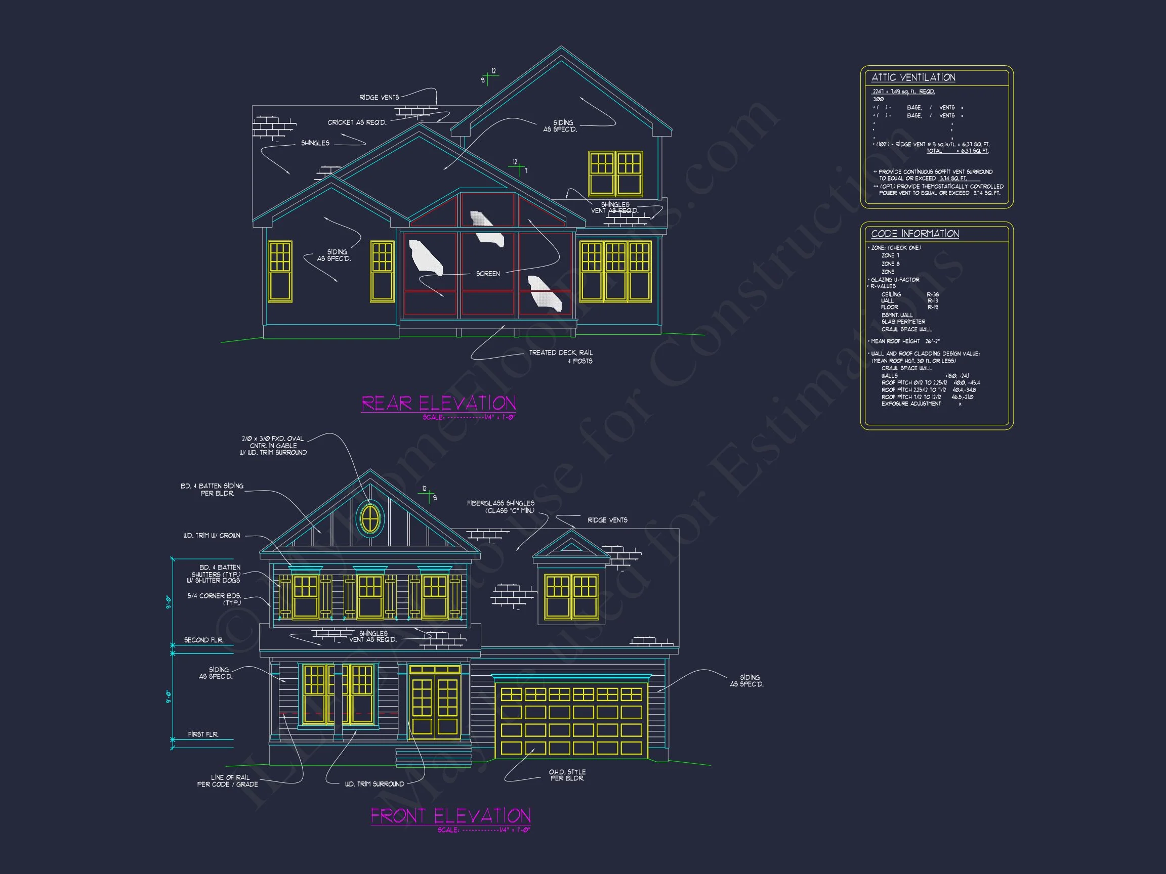 11-1985 HOUSE PLAN - Classic Suburban House Plan with Detailed Floor Blueprints 2 Classic Suburban house Plan with Detailed Floor Blueprints
