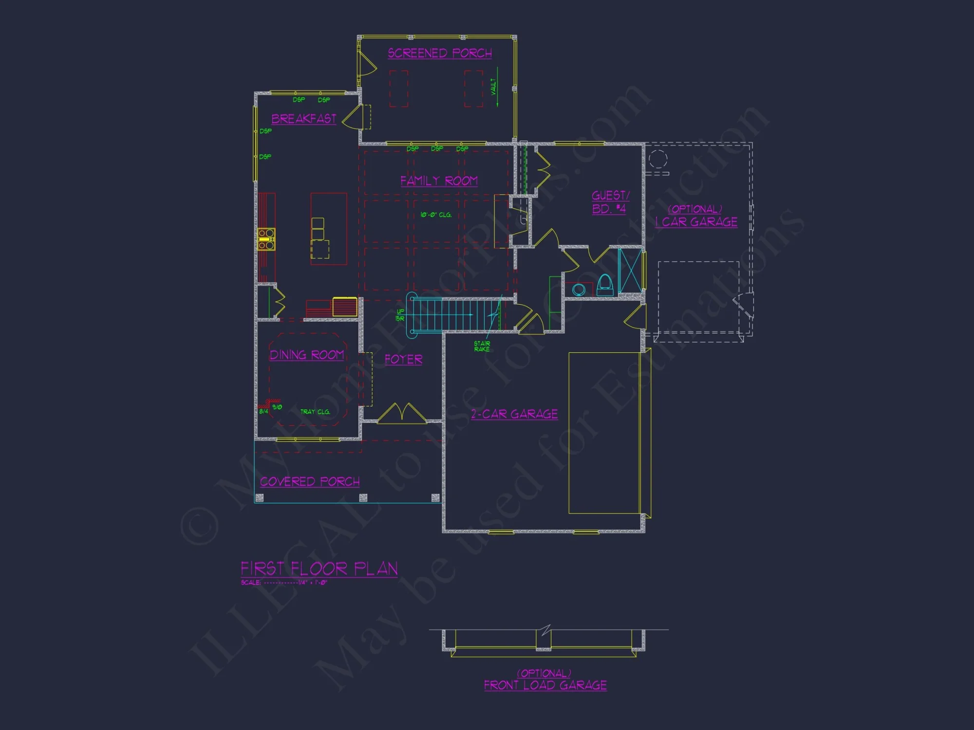 Craftsman house Plan with 2 Floors, Garage, and Bonus Room