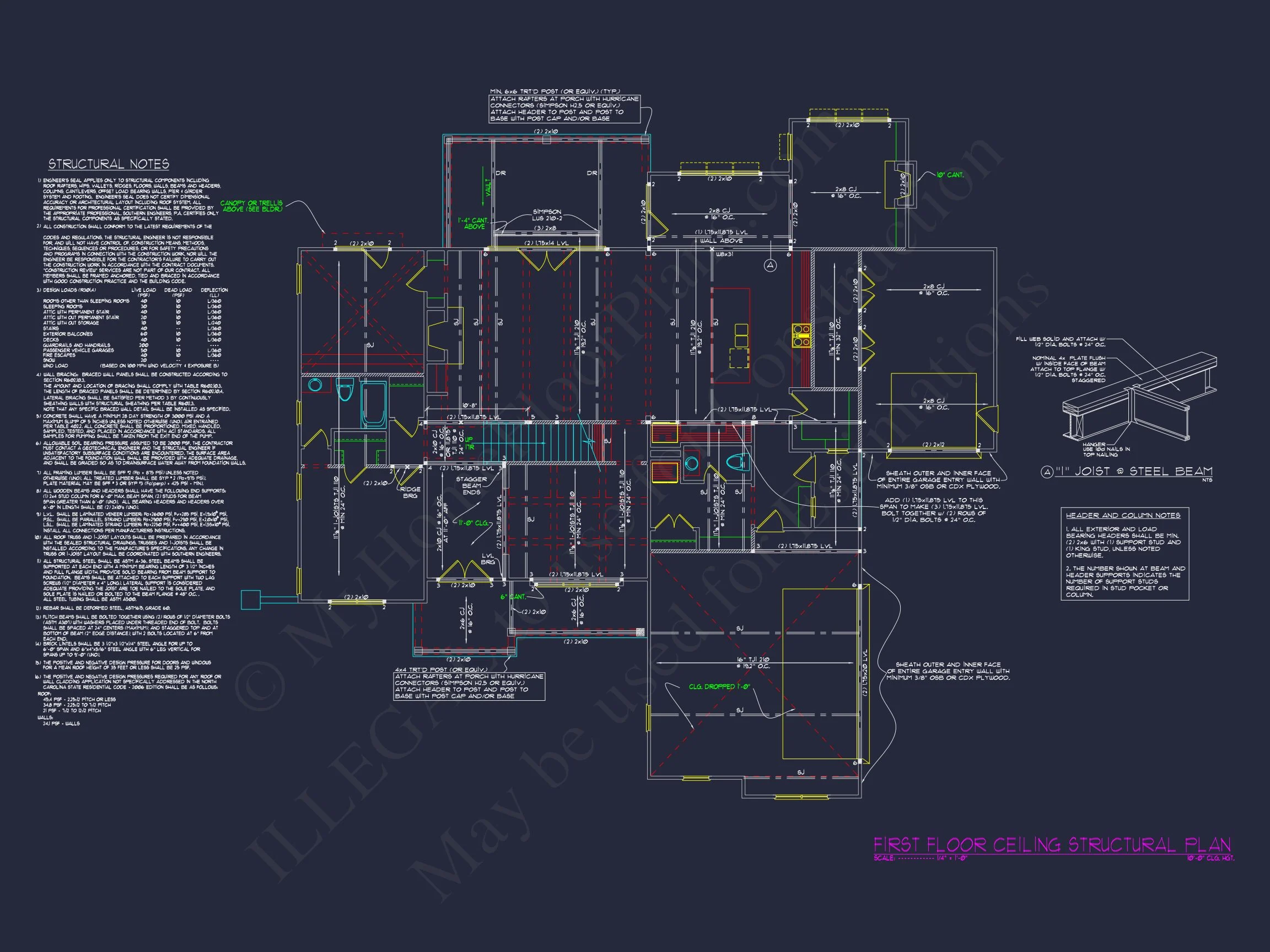 Craftsman house Plan with 2 Floors, 4 Beds & CAD Blueprints