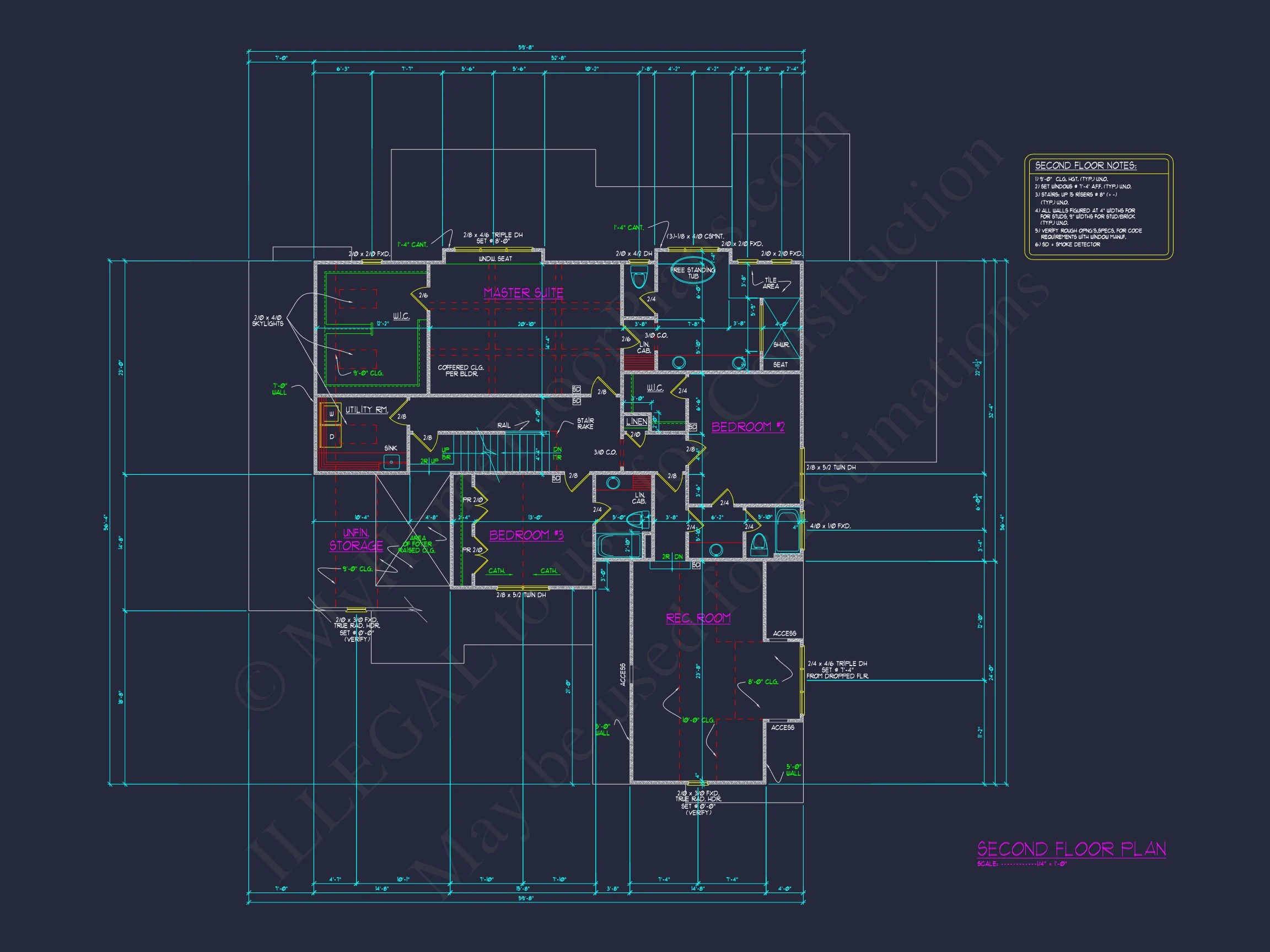 Craftsman house Plan with 2 Floors, 4 Beds & CAD Blueprints