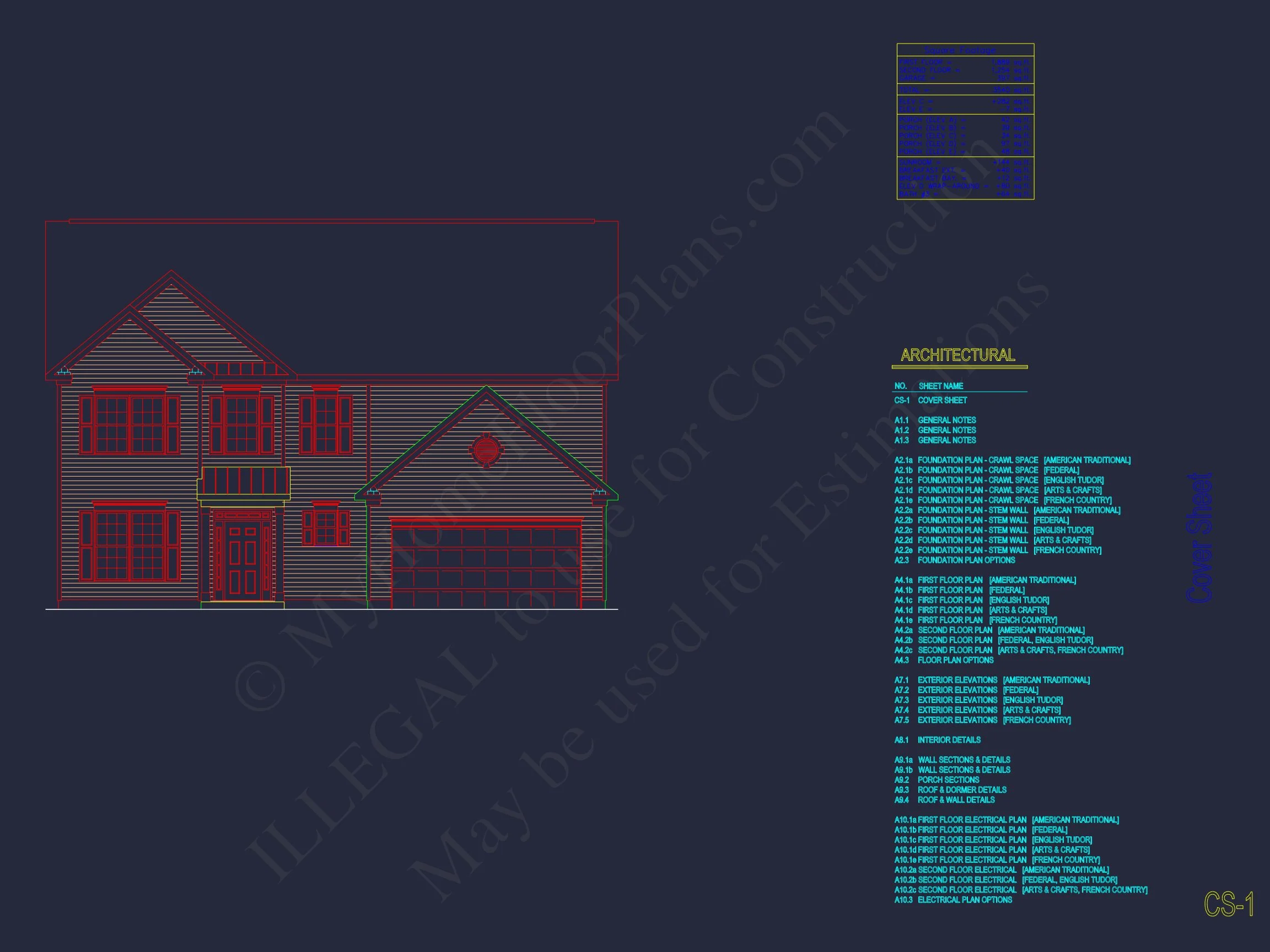 Architectural house Plan with CAD Designs & Floor Blueprints
