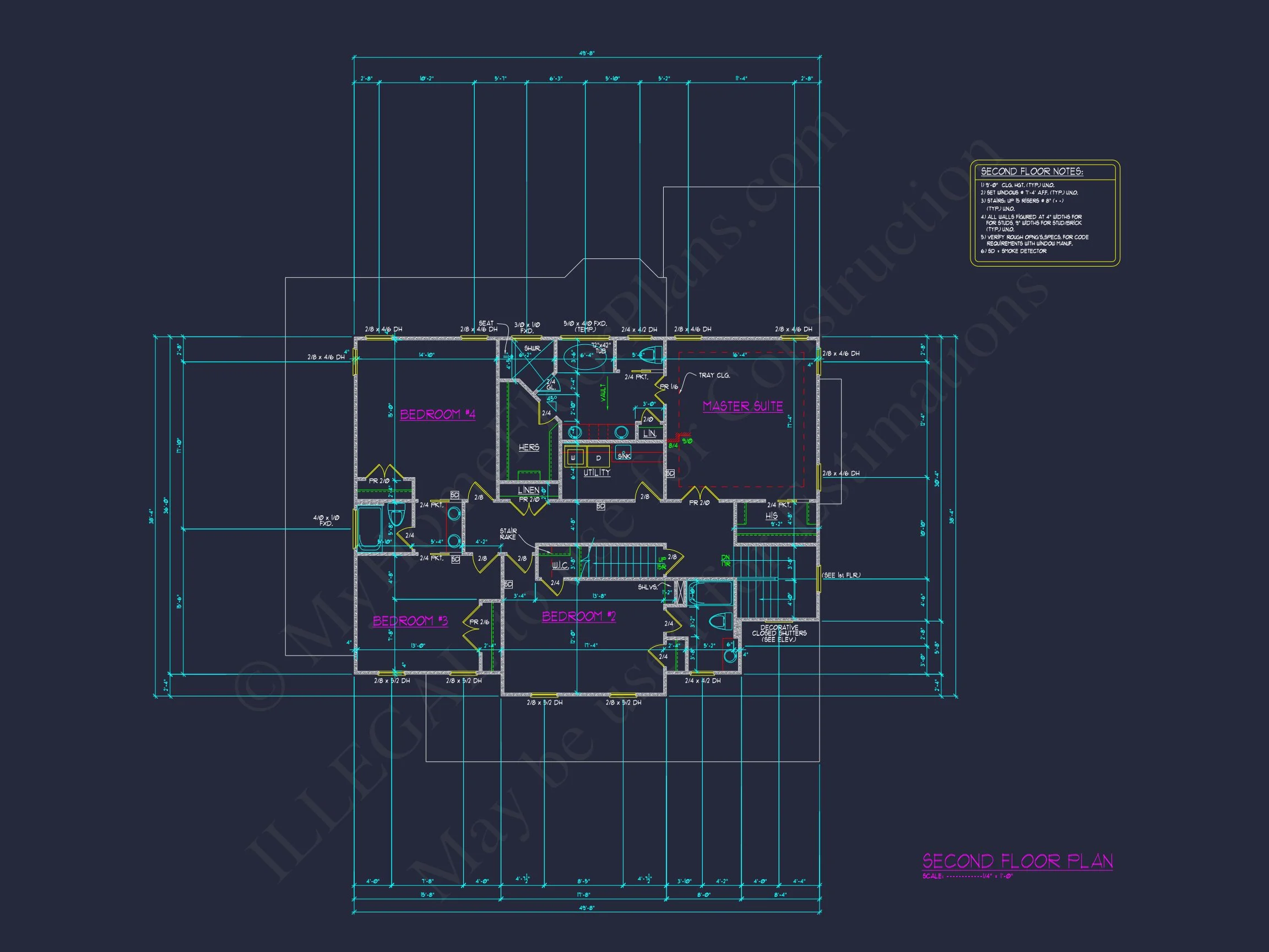 Elegant 2-Story Colonial house Plan with Blueprint CAD Designs