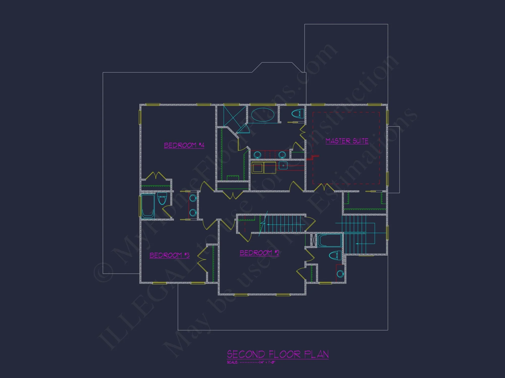 Elegant 2-Story Colonial house Plan with Blueprint CAD Designs