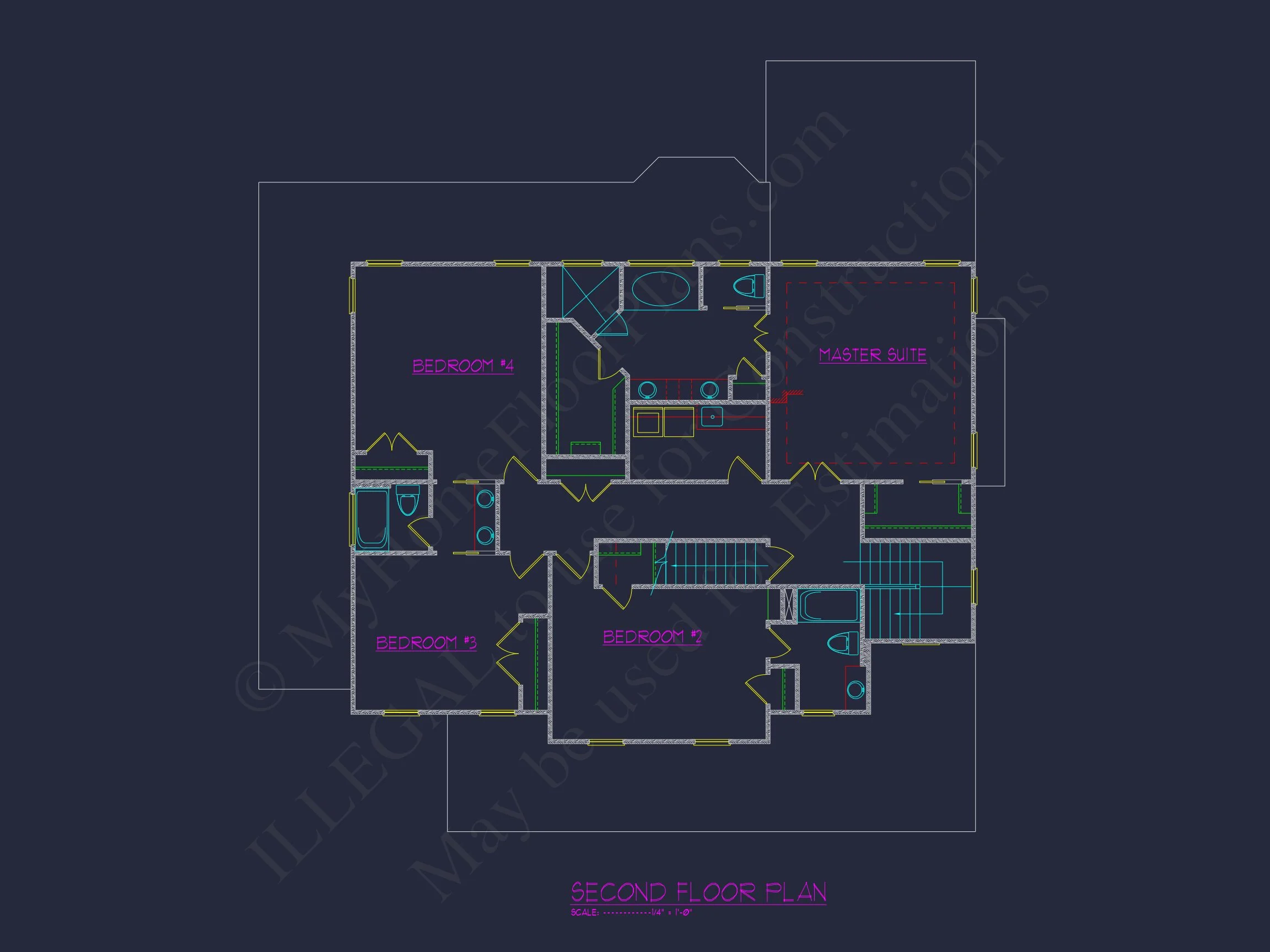 Elegant 2-Story Colonial house Plan with Blueprint CAD Designs