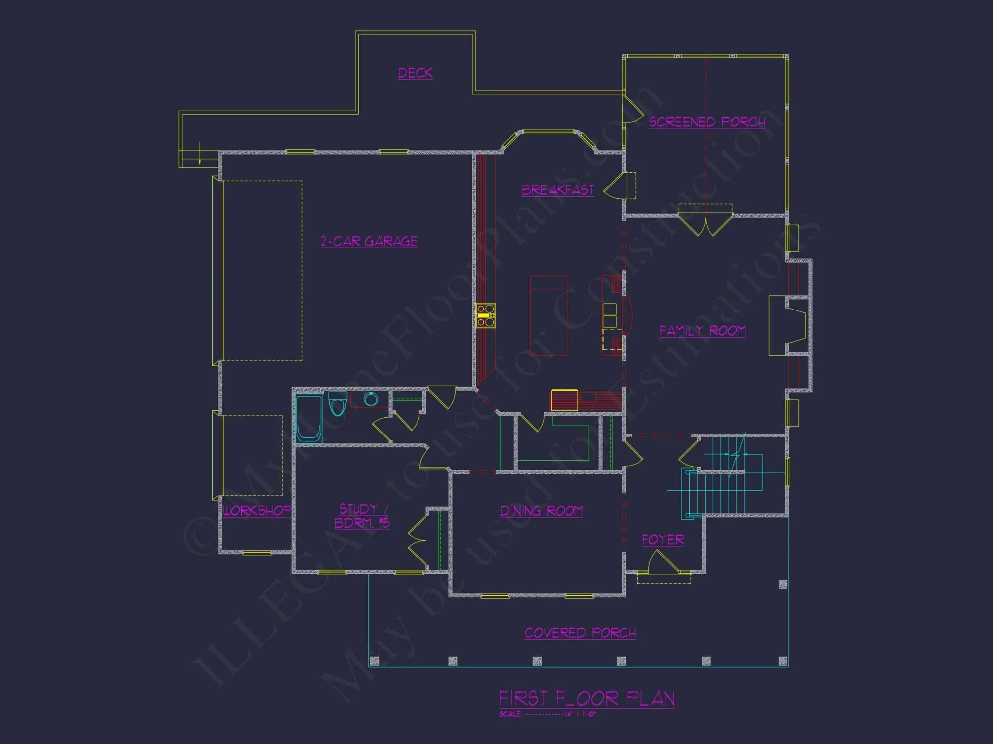 Elegant 2-Story Colonial house Plan with Blueprint CAD Designs