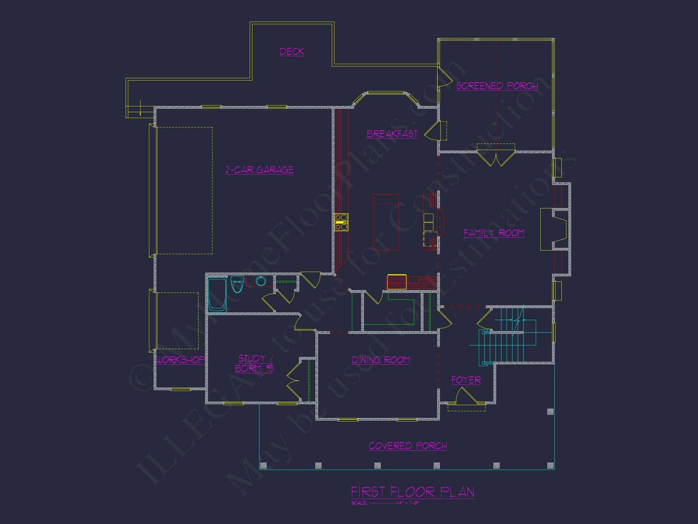 Elegant 2-Story Colonial house Plan with Blueprint CAD Designs
