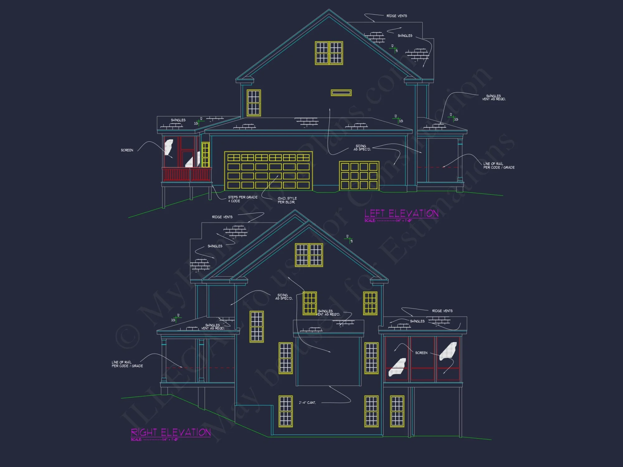 Elegant 2-Story Colonial house Plan with Blueprint CAD Designs