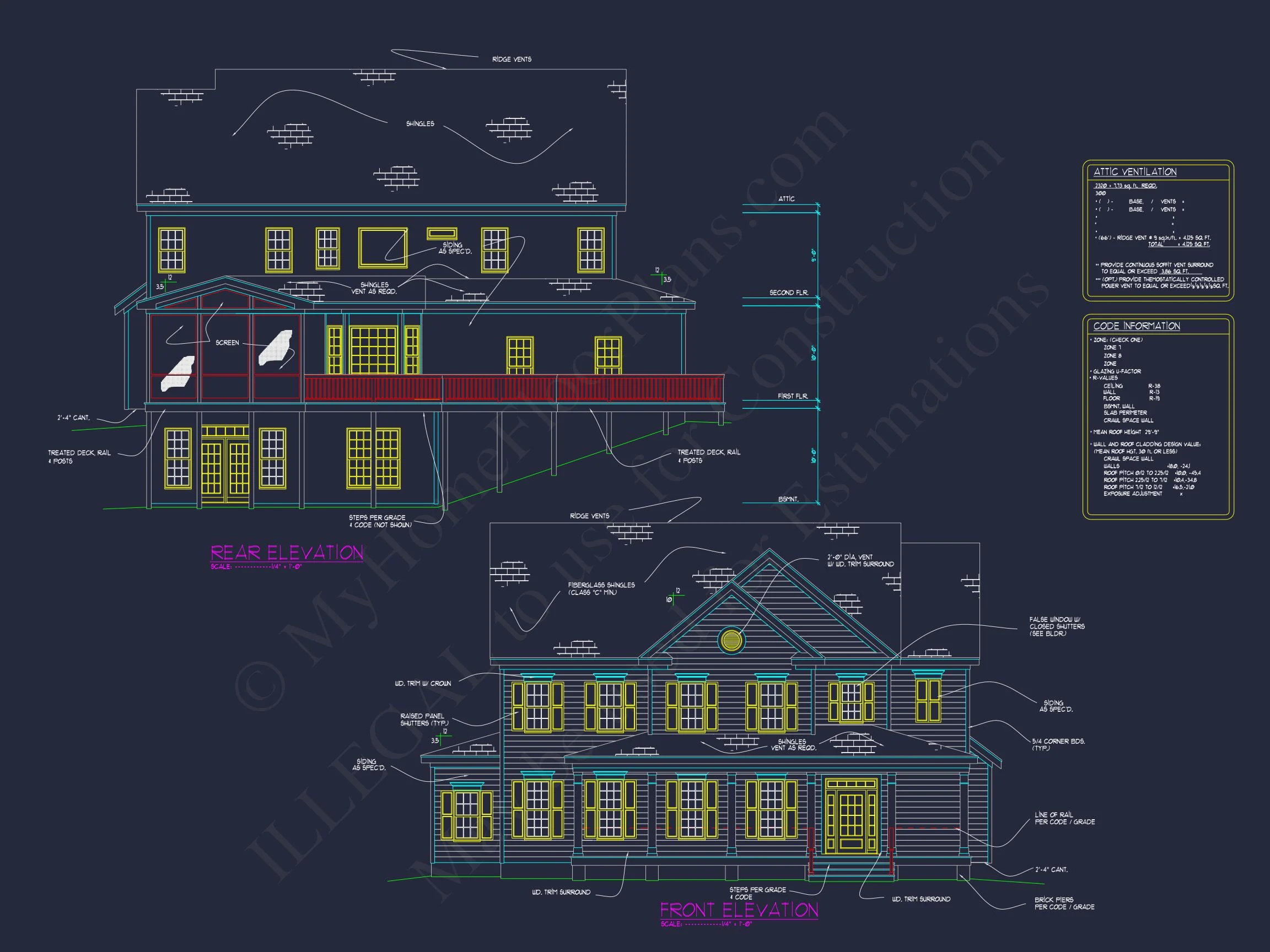 Elegant 2-Story Colonial house Plan with Blueprint CAD Designs