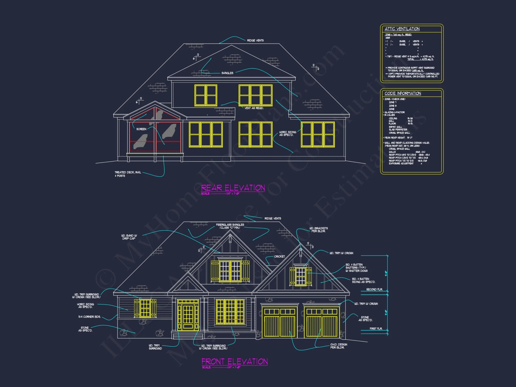 Craftsman house Floor Plan: Elegant 2-Story CAD Designs