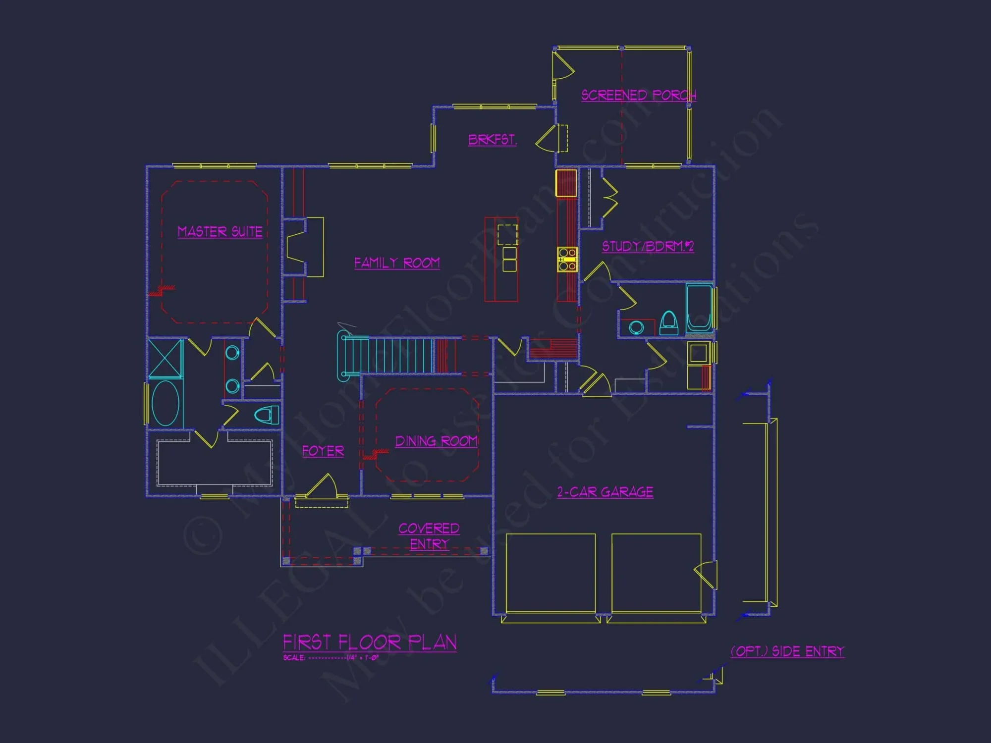 Craftsman house Floor Plan: Elegant 2-Story CAD Designs