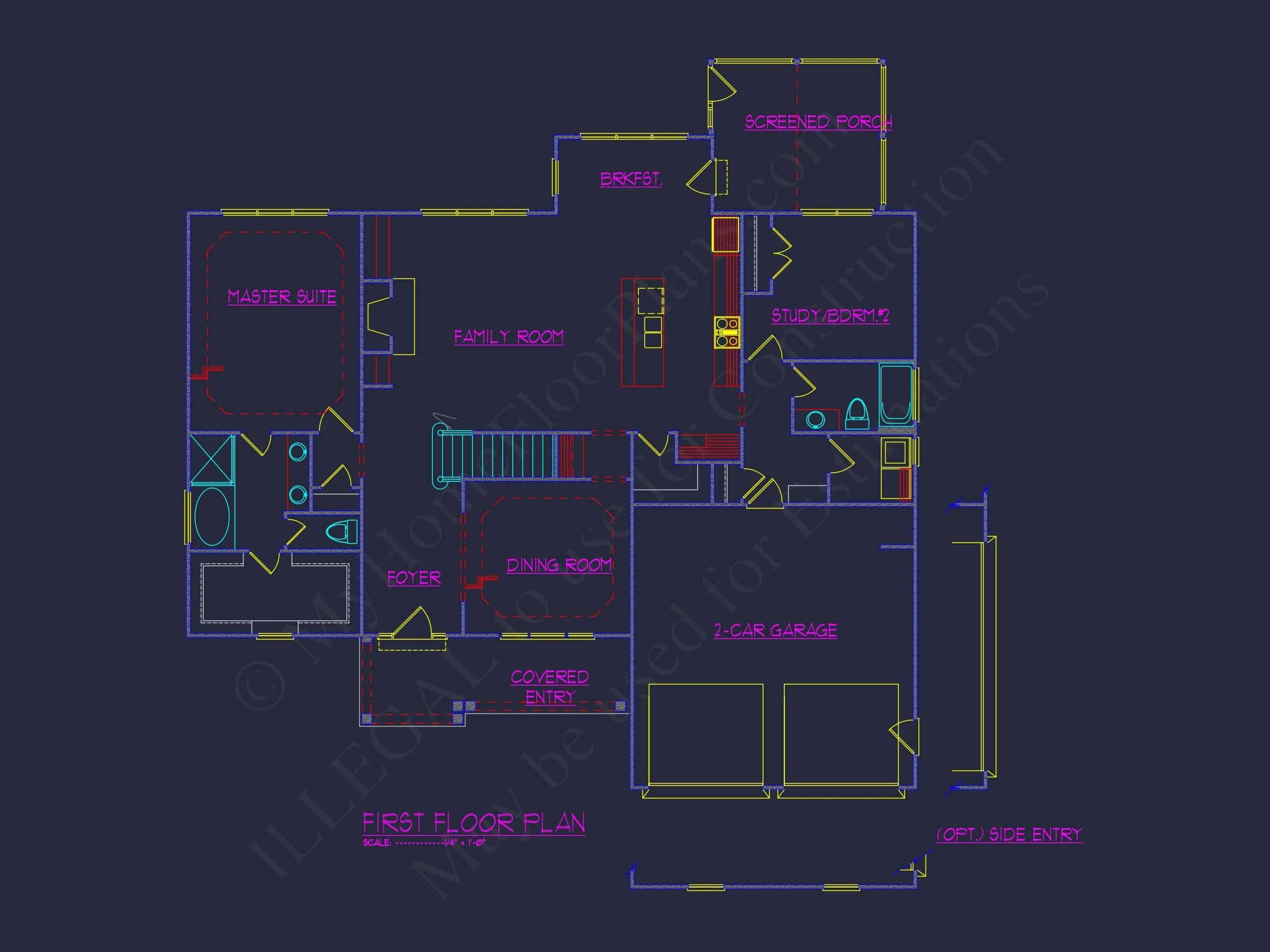 Craftsman house Floor Plan: Elegant 2-Story CAD Designs