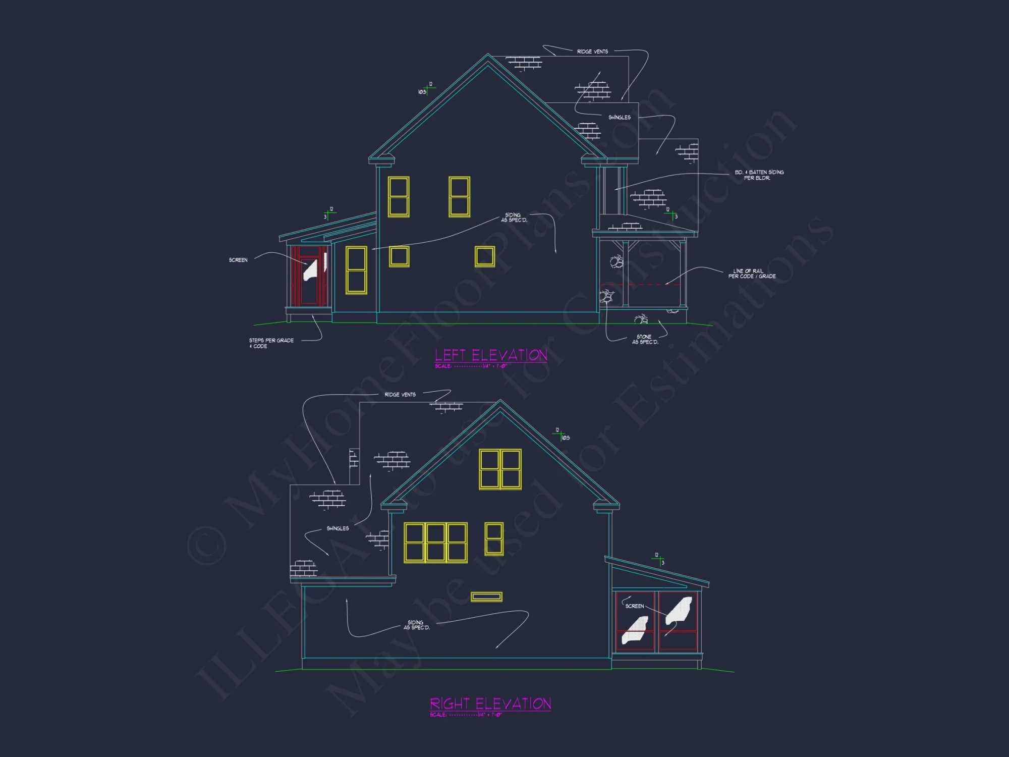 Elegant 3-Story Craftsman house Plan with Detailed CAD Designs