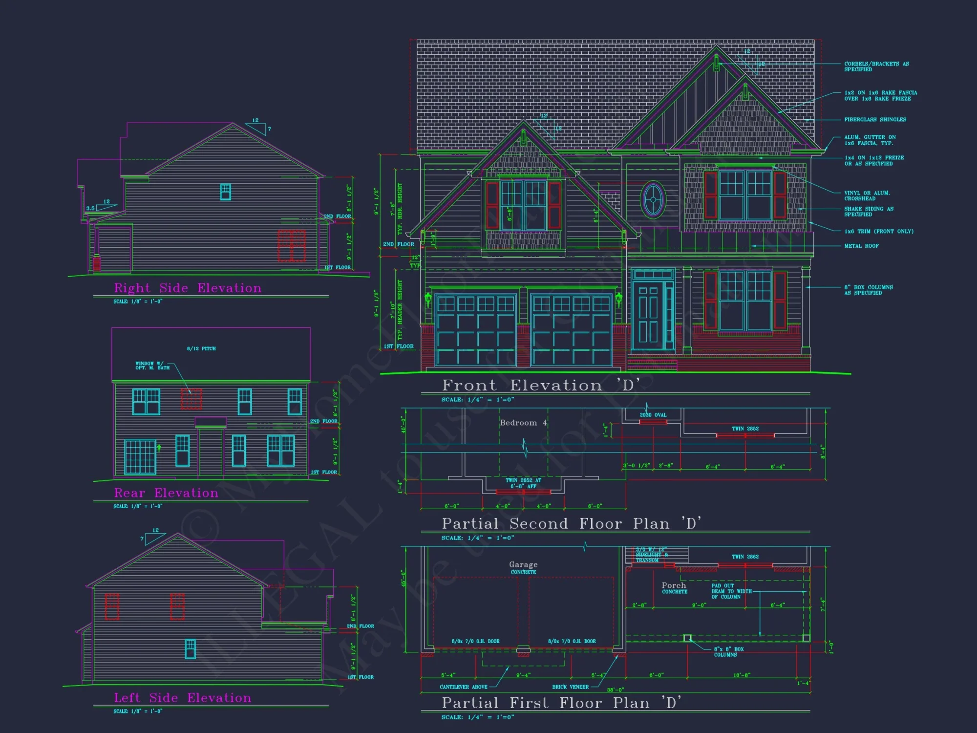 Elegant CAD house Plan with 2 Floors, Garage & 4 Bedrooms