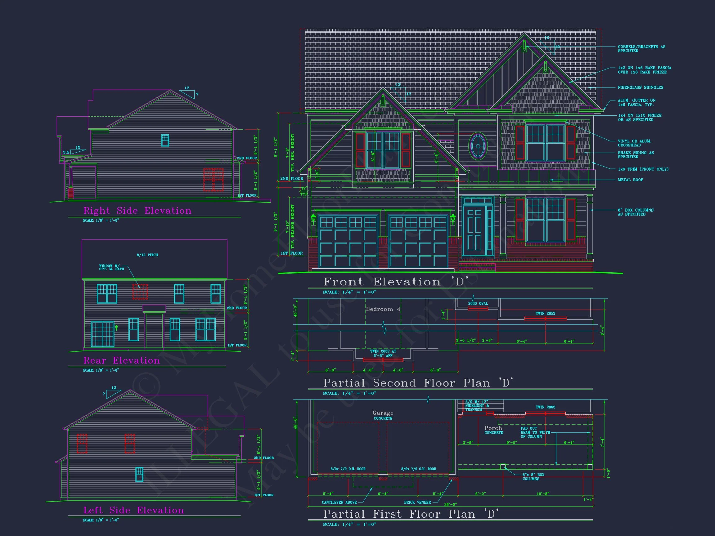11-1645 HOUSE PLAN - Elegant CAD House Plan with 2 Floors, Garage & 4 Bedrooms 7 Elegant CAD house Plan with 2 Floors, Garage & 4 Bedrooms