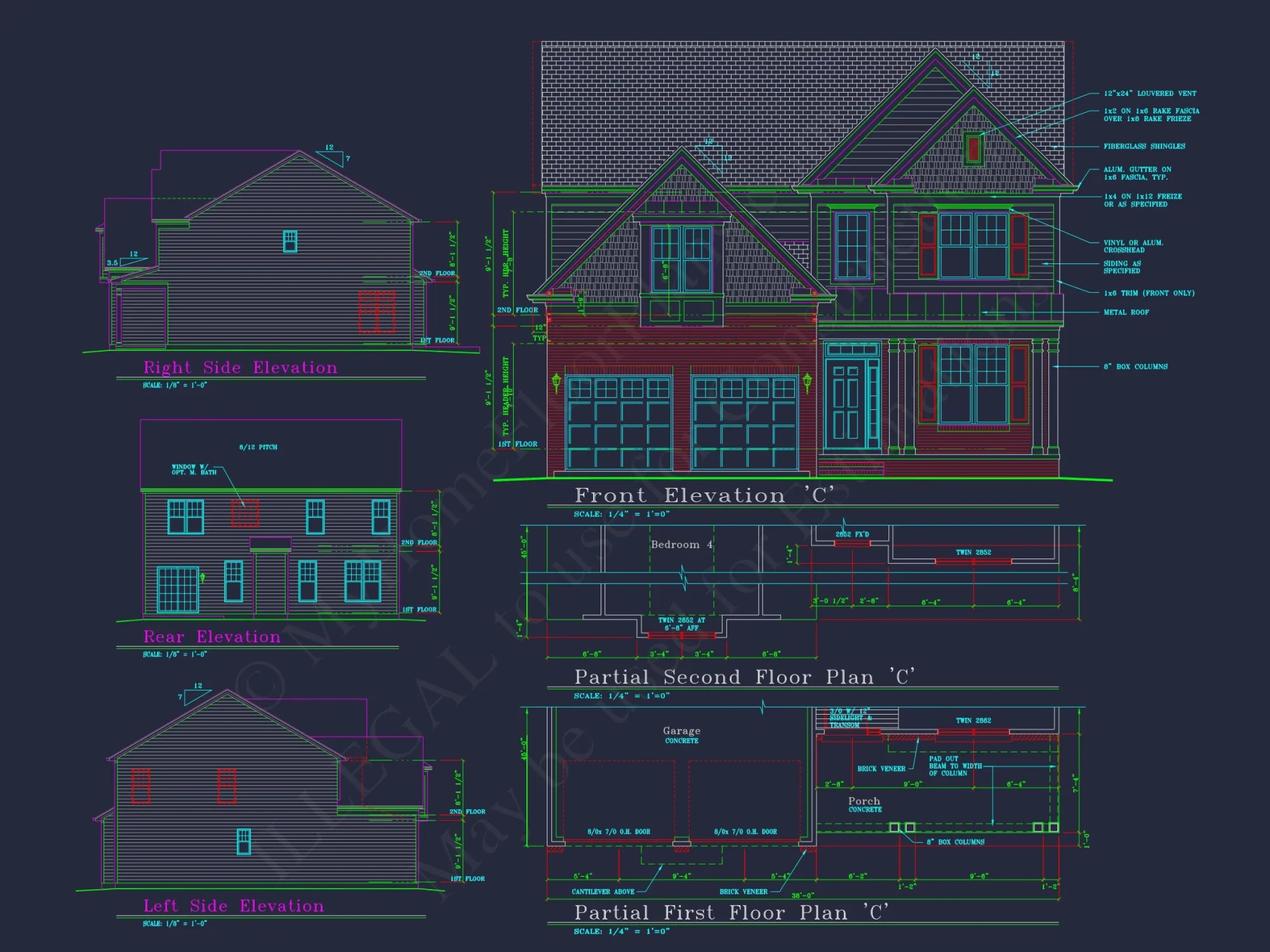 Elegant CAD house Plan with 2 Floors, Garage & 4 Bedrooms