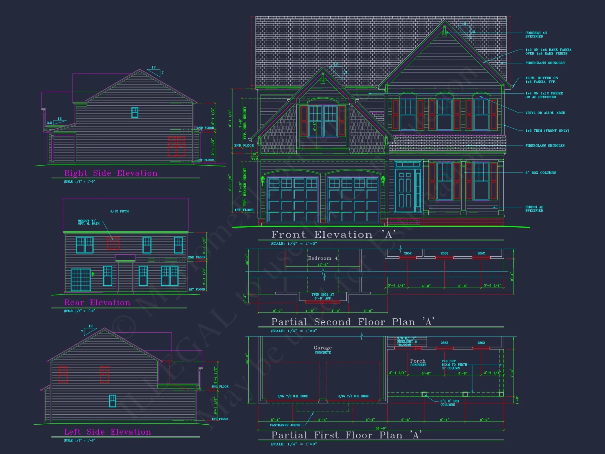 Elegant CAD house Plan with 2 Floors, Garage & 4 Bedrooms