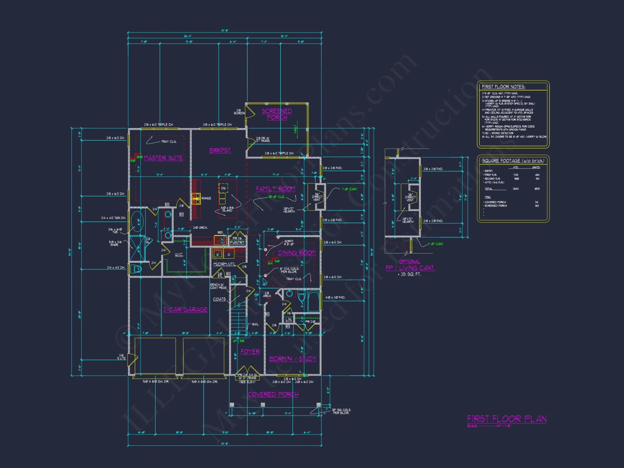Spacious Craftsman house Plan: Detailed Floor Plan & Designs