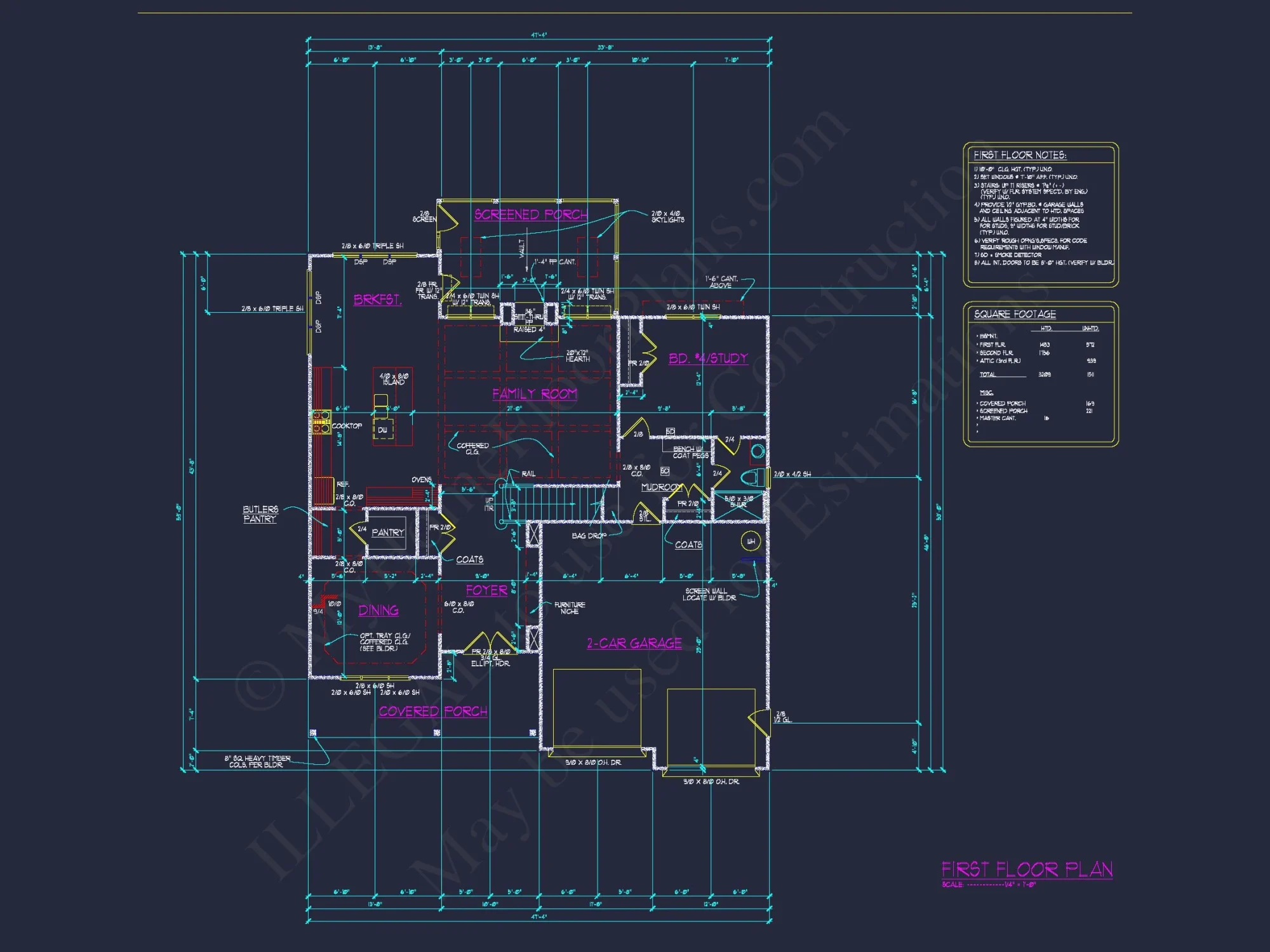Craftsman house Design with Floor Plan, CAD & Blueprint Features