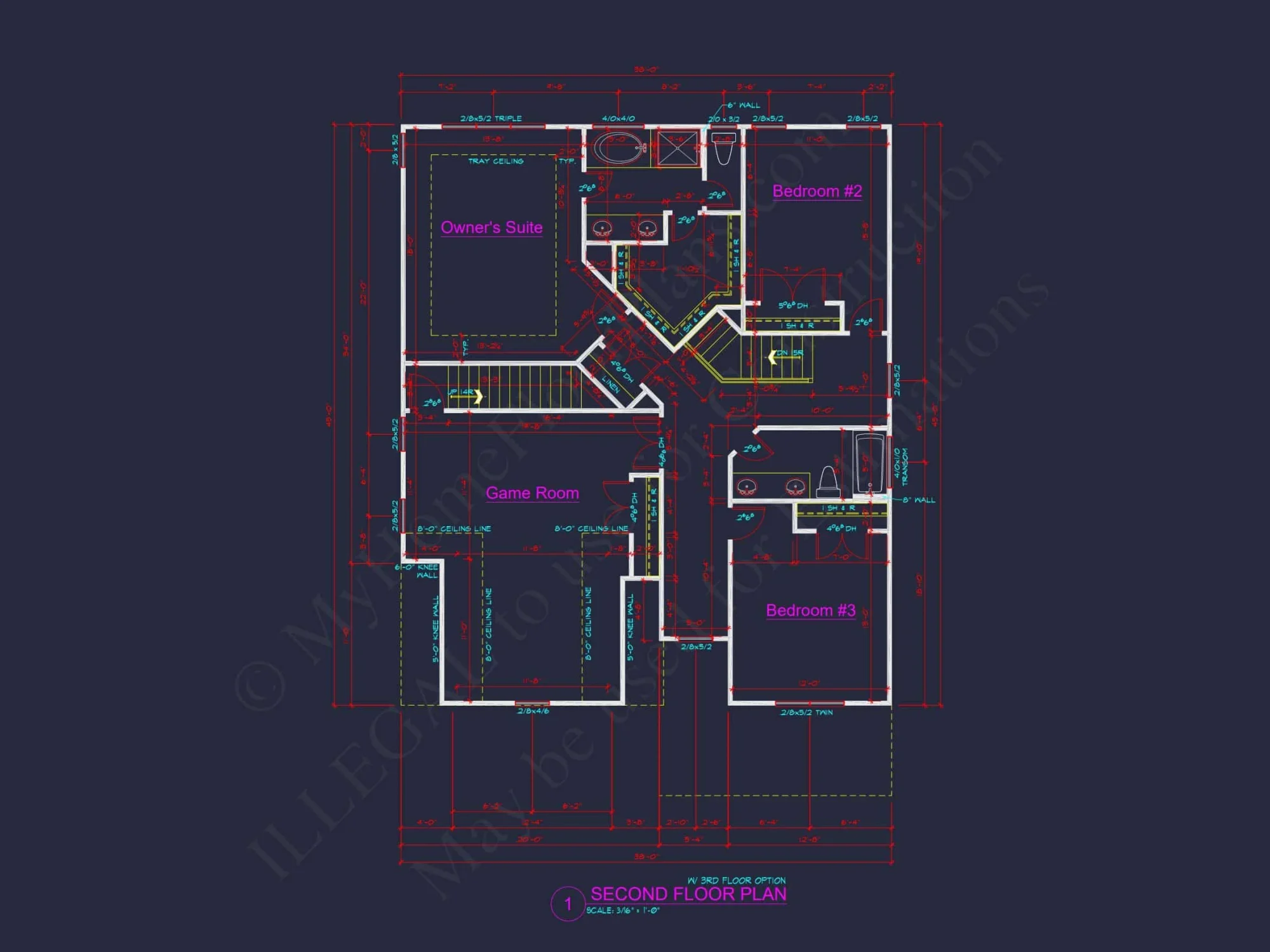 Craft your dream house plan with this CAD-designed architectural blueprint!